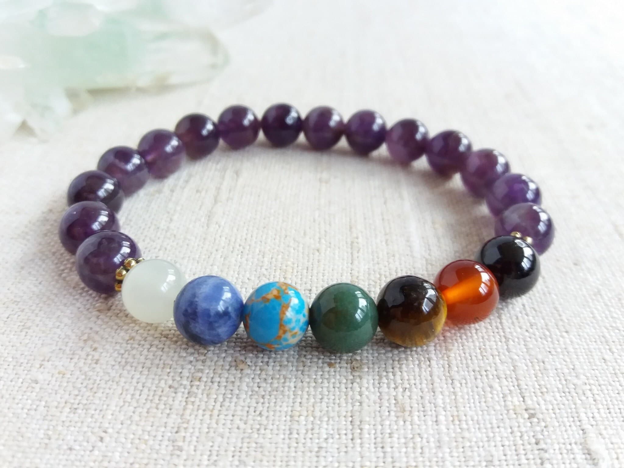 7 chakra bracelet for men Chakra bracelet real stone Healing bracelet for anxiety - image 3