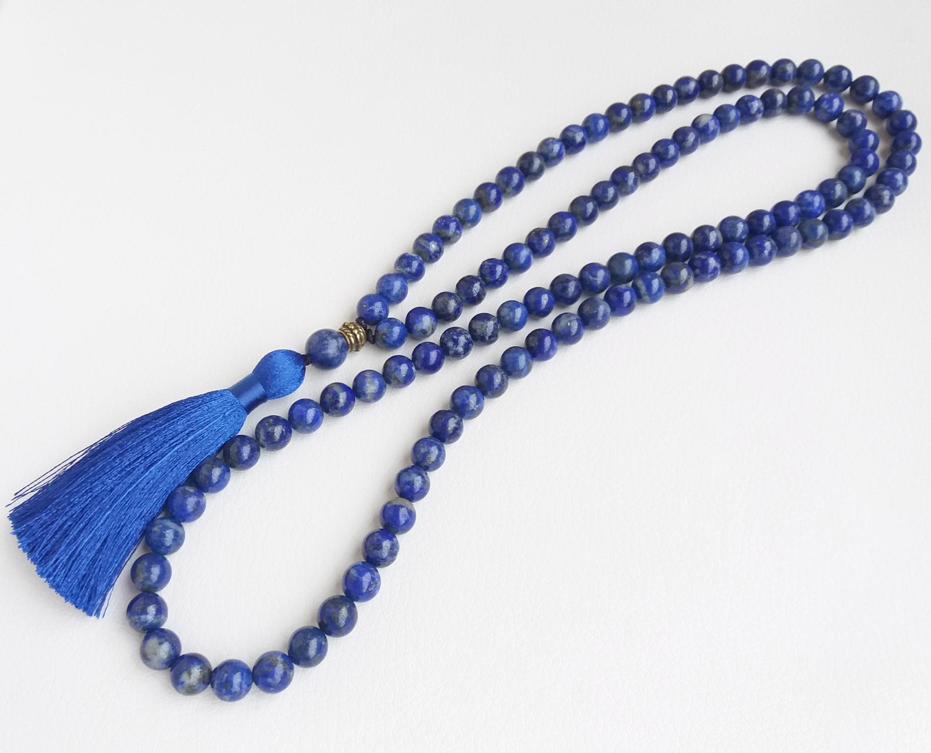 Lapis lazuli mala 108 Blue mala beads Prayer beads buddhist Hand knotted mala - image 5