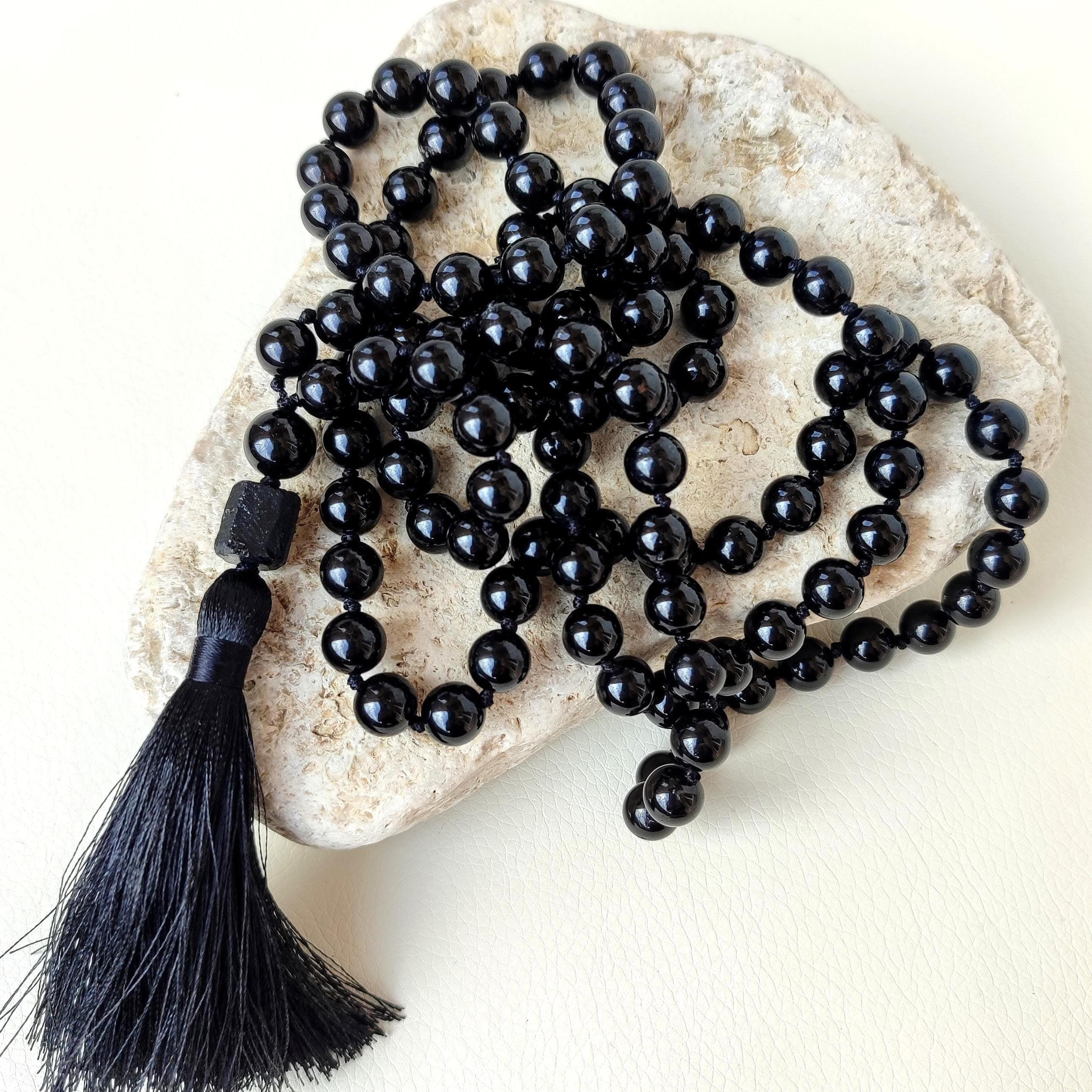 Black Tourmaline mala beads necklace Brayer beads buddhist Mala beads 108 8mm - image 4