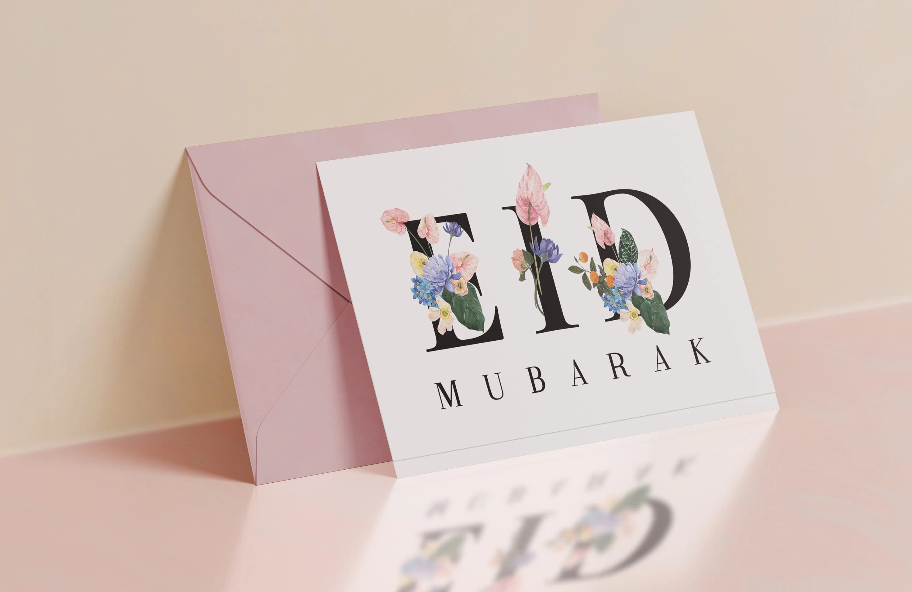 Floral Eid Mubarak Greeting Card, Eid Mubarak Print, Eid Cards, Eid Decoration, Happy Eid, Eid Card Printable, Eid Card Digital Print - image 3