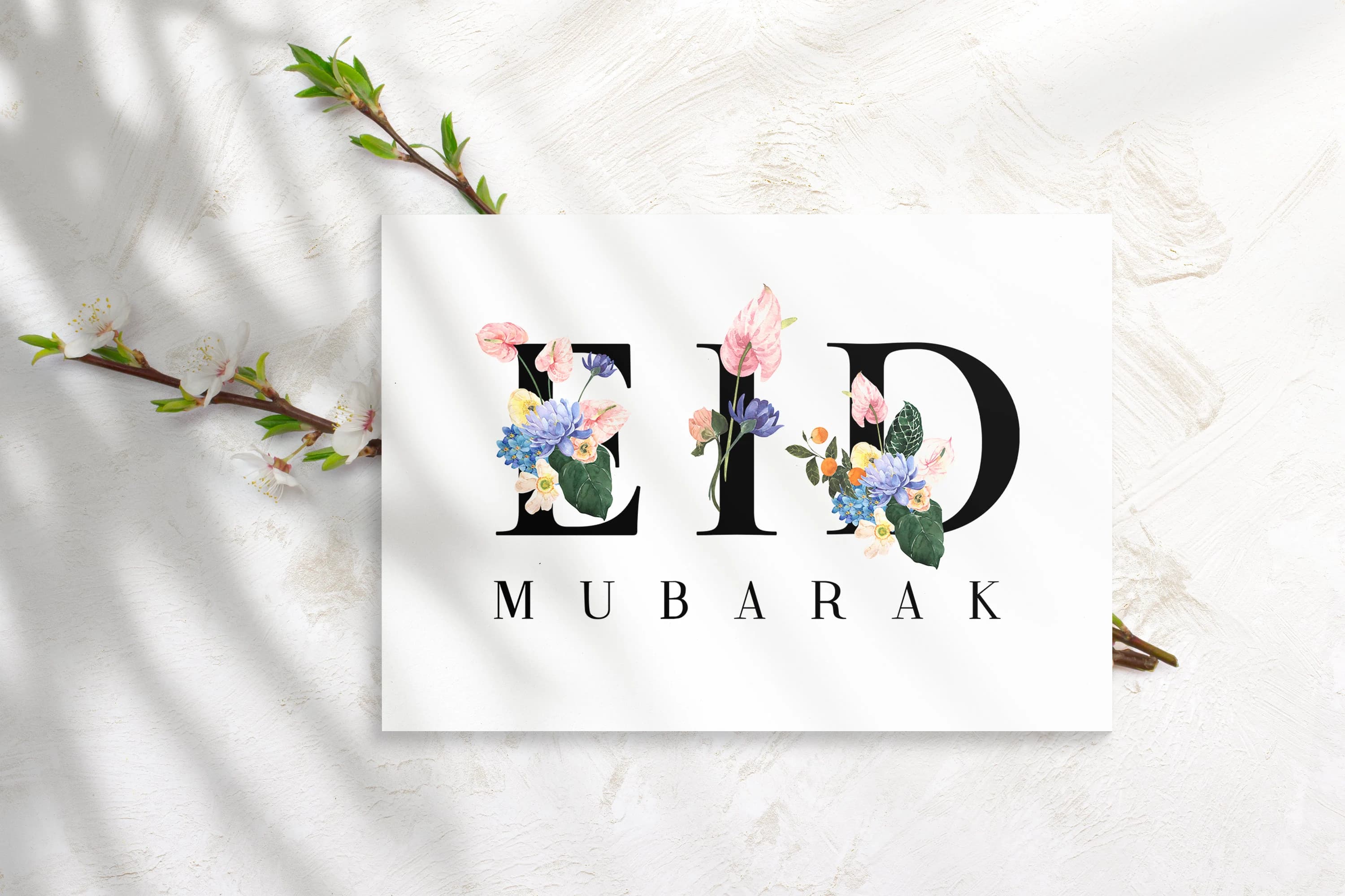 Floral Eid Mubarak Greeting Card, Eid Mubarak Print, Eid Cards, Eid Decoration, Happy Eid, Eid Card Printable, Eid Card Digital Print - image 4