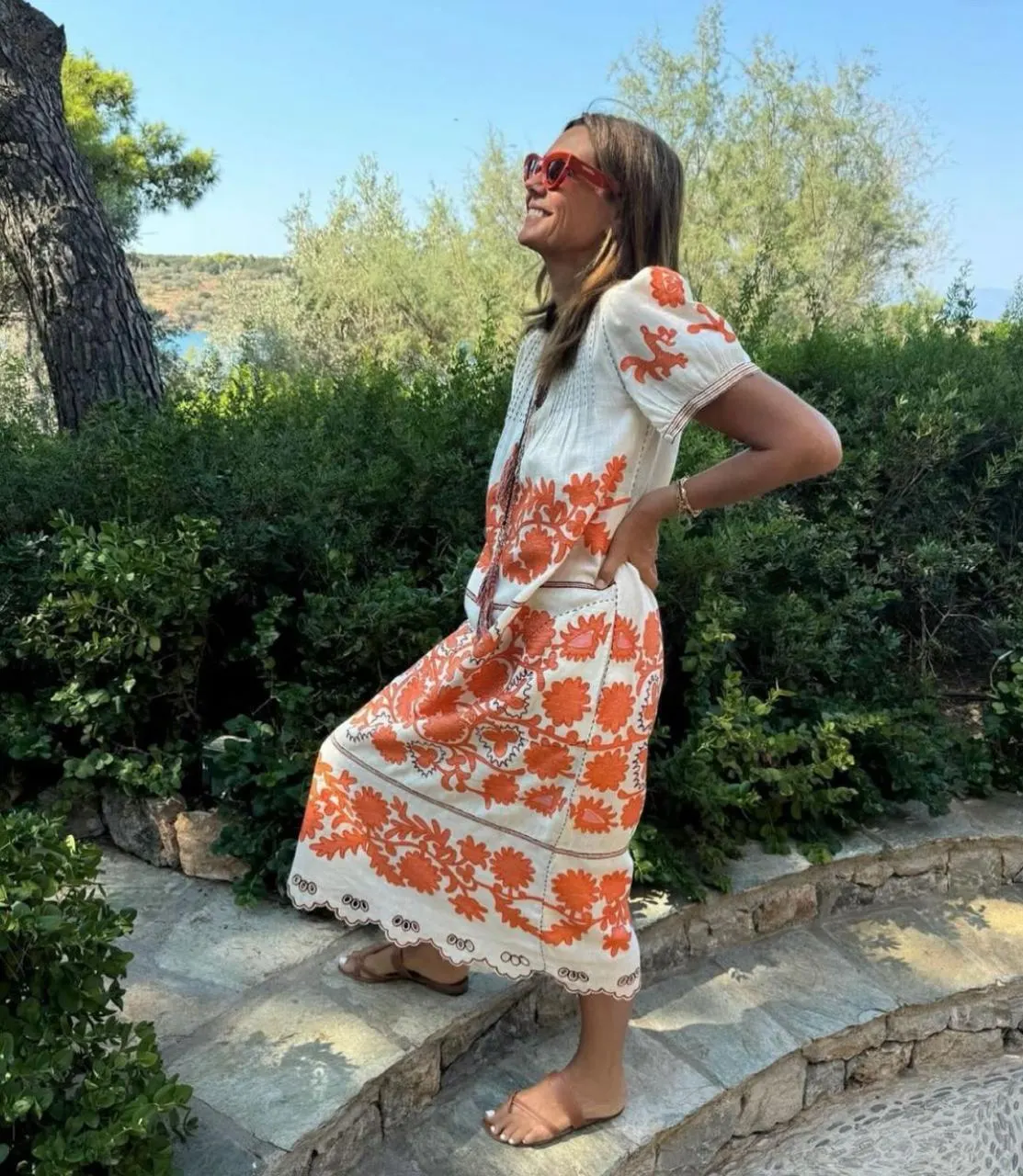 Petra scallop linen embroidered dress BoutiqueUA