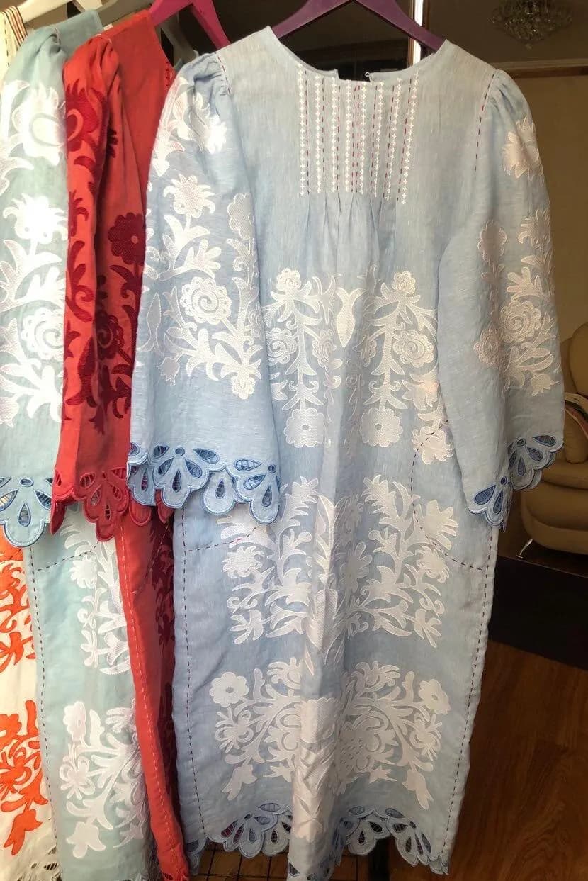 Scallop ukrainian dress Fashion linen vyshyvanka embroidered dresses by BoutiqueUA