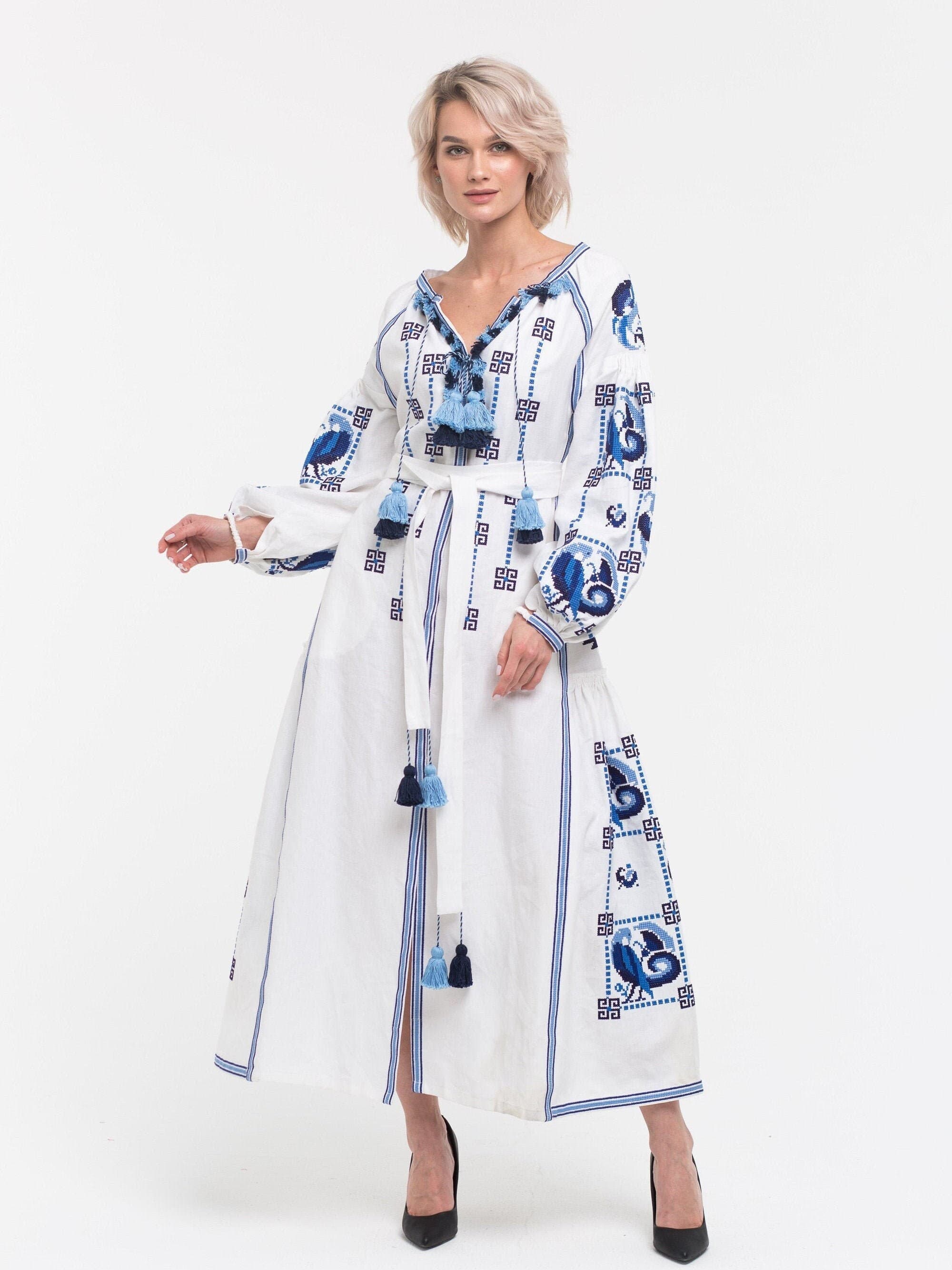 Love in the air ukrainian embroidered linen dress Bohemian wedding outfit by BoutiqueUA