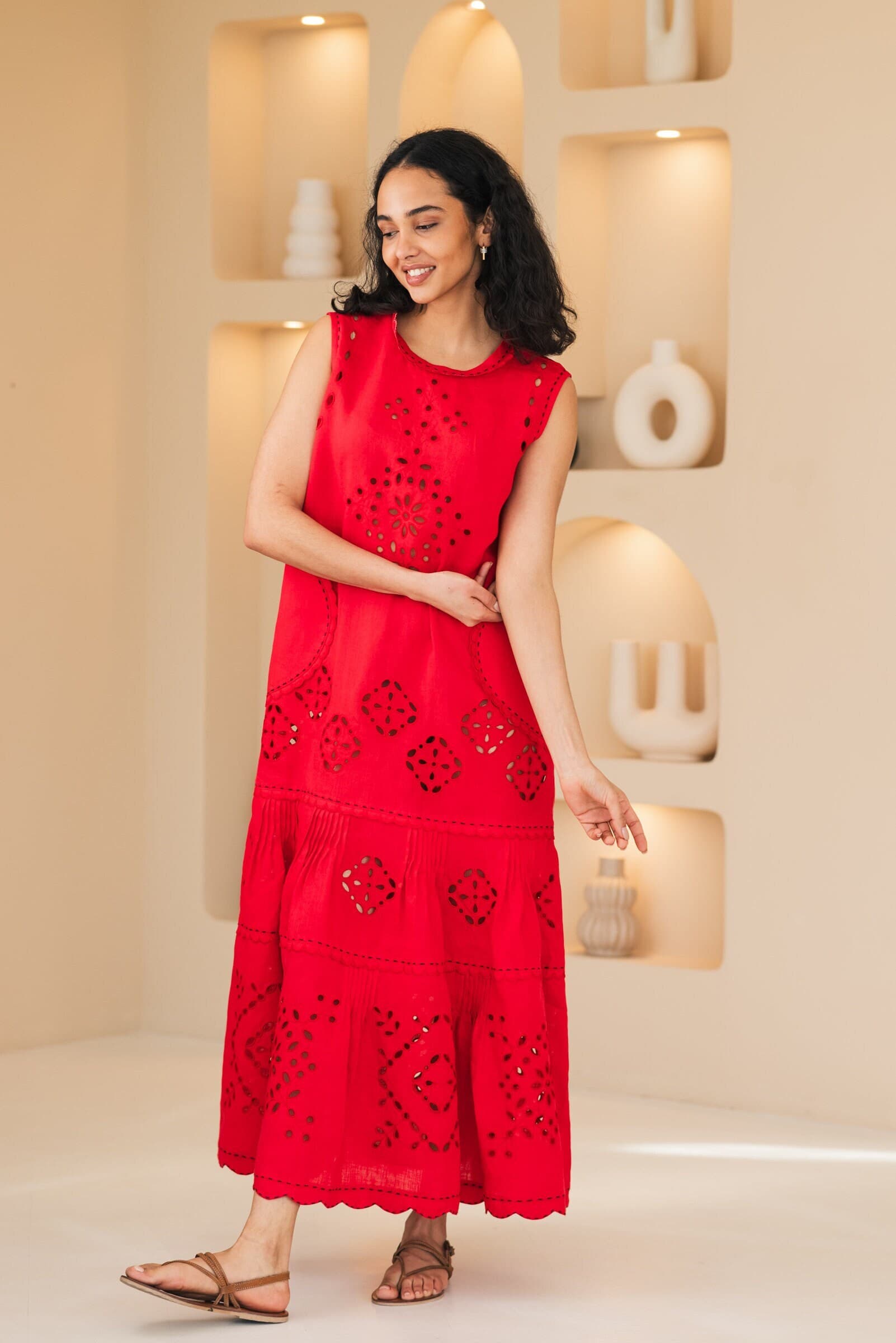 Eyelet ukrainian embroidered dress Fashion embroidery linen dresses vyshyvanka by BoutiqueUA