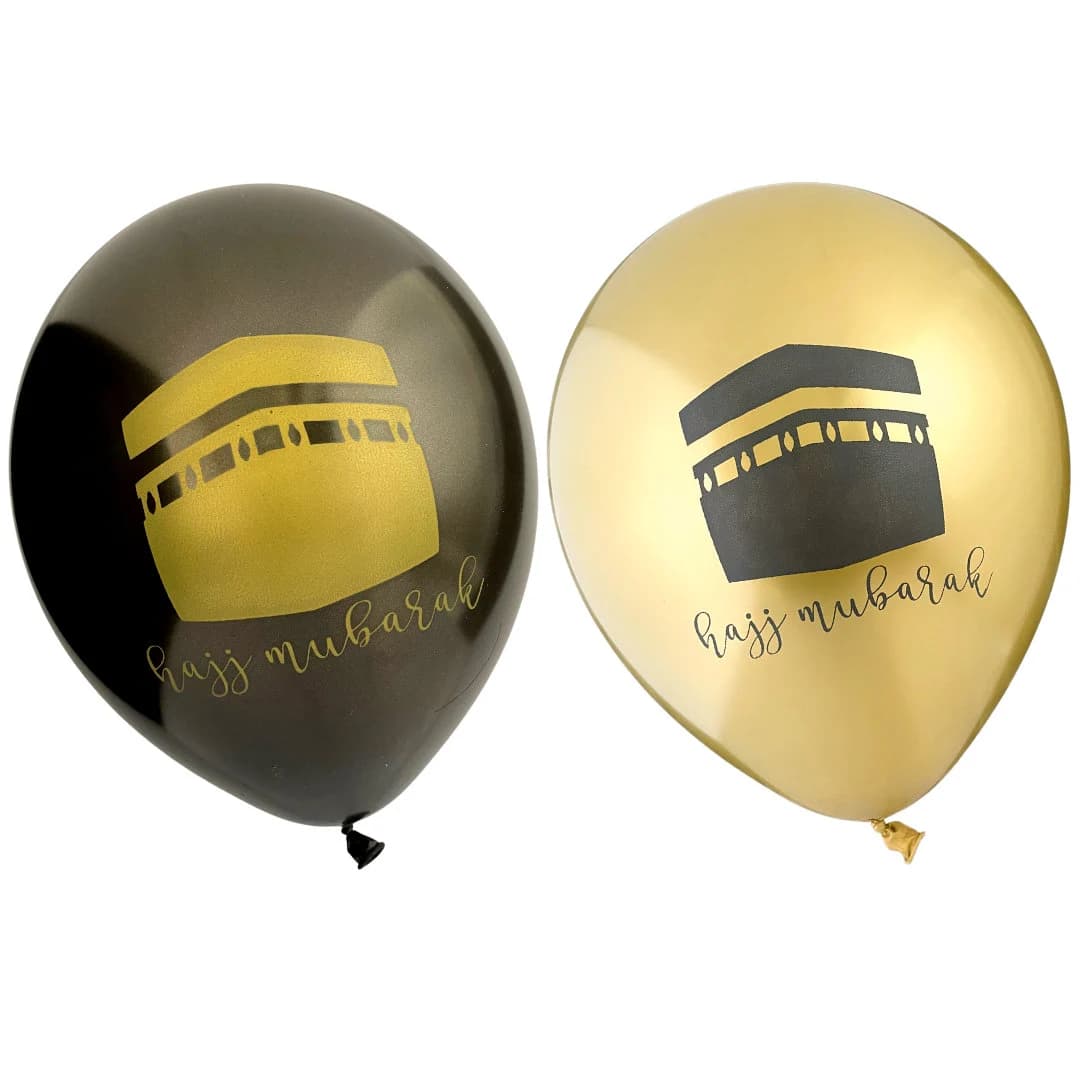 Hajj Party Balloons 10pk - Black & Gold Hajj Mubarak Balloon Set Decorations Hajj Balloon Kaaba Decor Hajj Gift Hajj Mubarak Decor Hajj Card