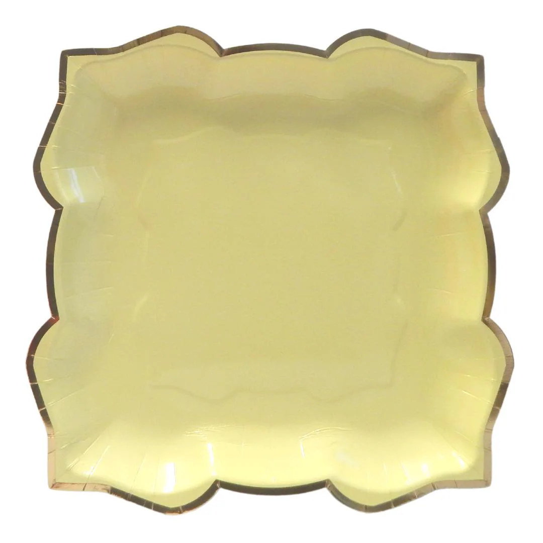 Lotus Large Party Plates 10pk - Lemon Yellow Party Tableware Decor Centrepiece Serving Plate Floral Party Decor Flower Shape Party Favour