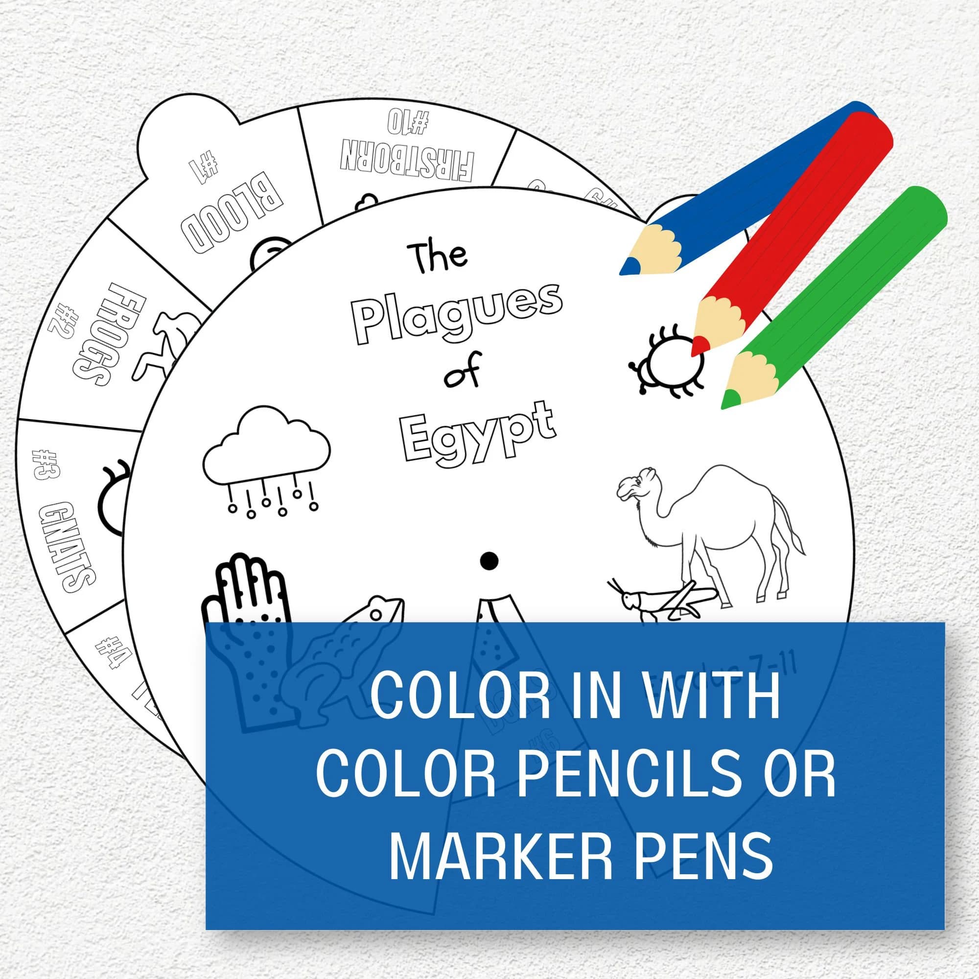 Plagues of Egypt Coloring Wheel, Printable Sunday School Lesson, Crafts for Kids, Children’s Bible Study - image 5