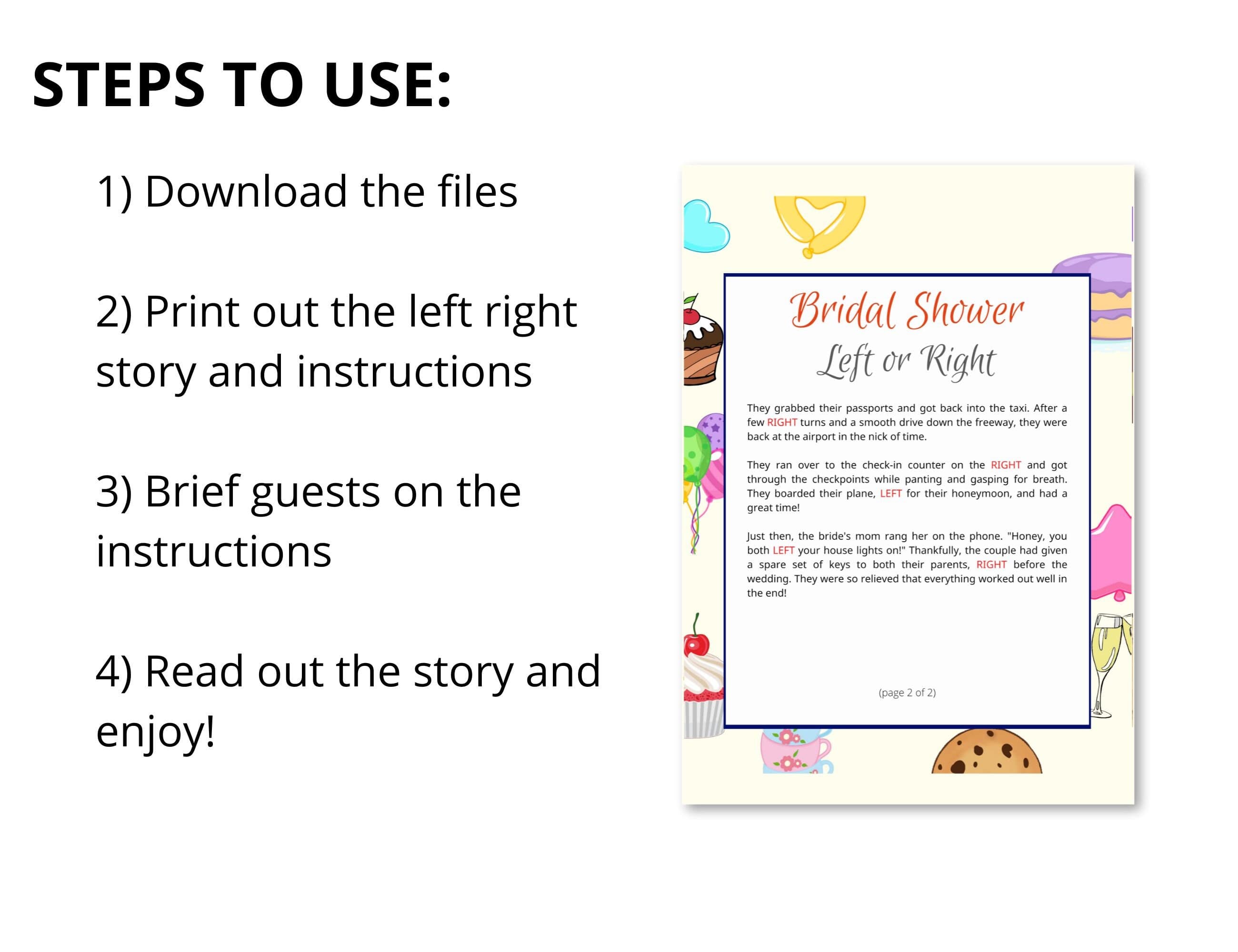Bridal Shower Left Right Game, Pass the Prize Bridal Shower Game Printable - image 3