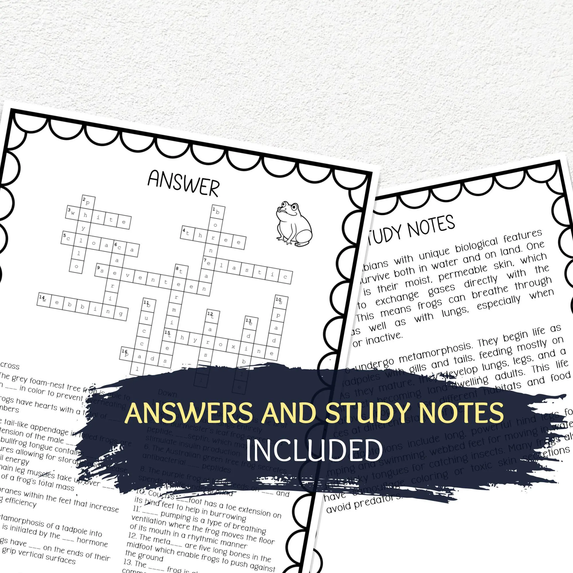 Frogs Crossword Puzzle, Printable Biology Adaptations Bell Ringer, Science Classroom Games - image 4