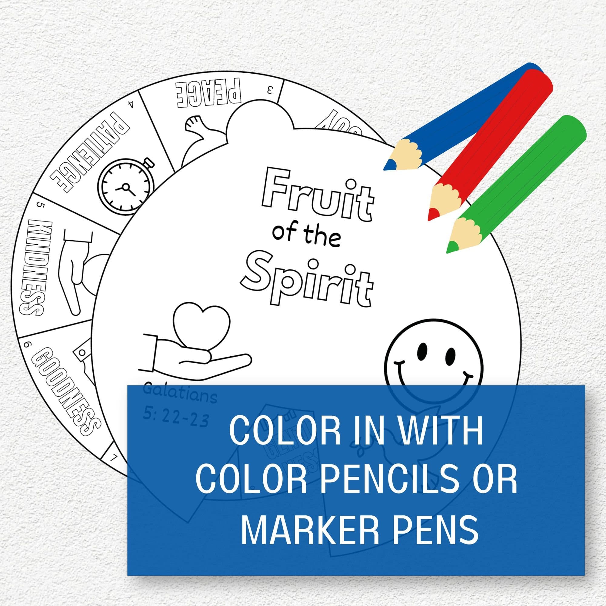 Fruit of the Spirit Coloring Wheel, Printable Sunday School Craft, Kids Bible Lesson, Scripture Activity - image 5