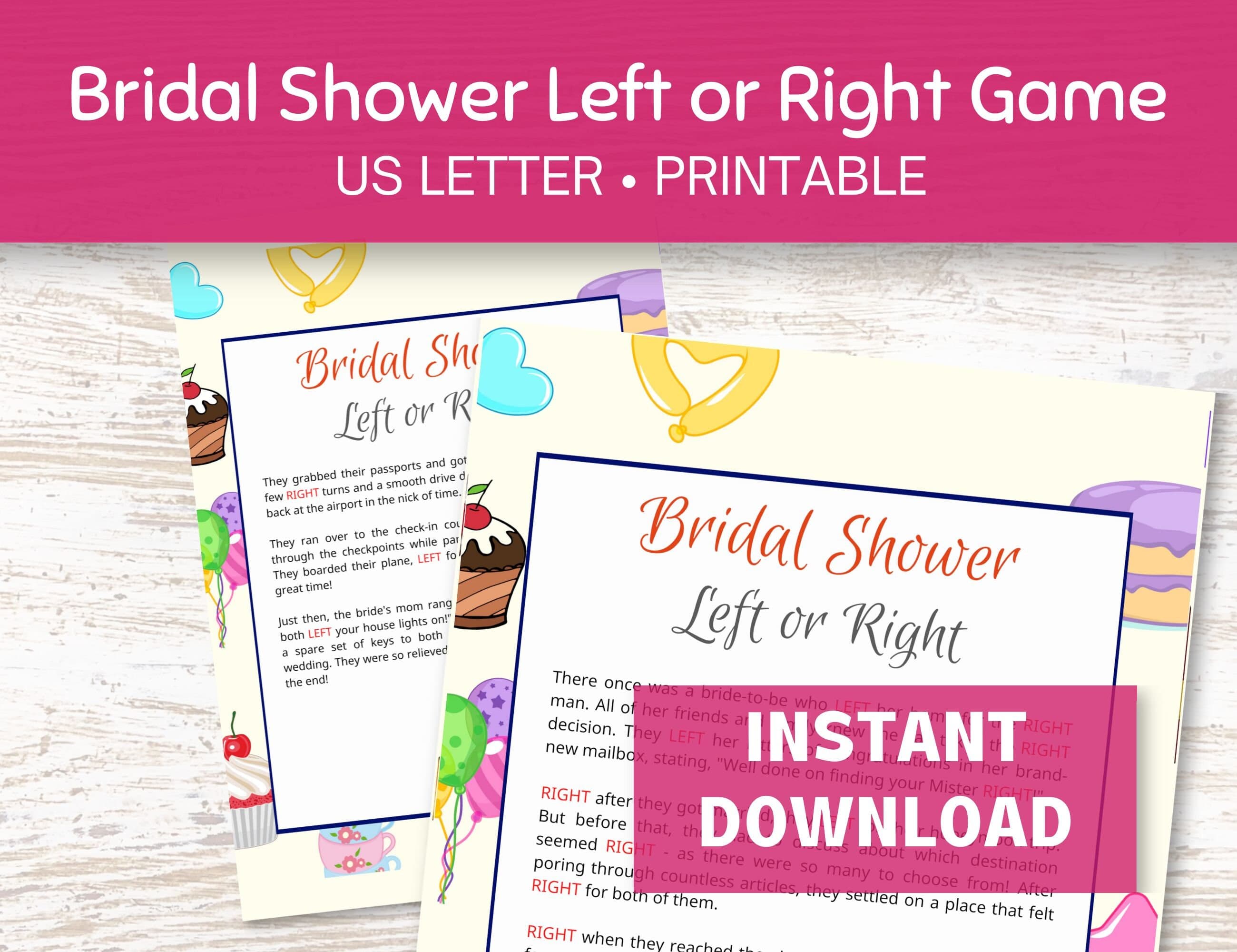 Bridal Shower Left Right Game, Pass the Prize Bridal Shower Game Printable