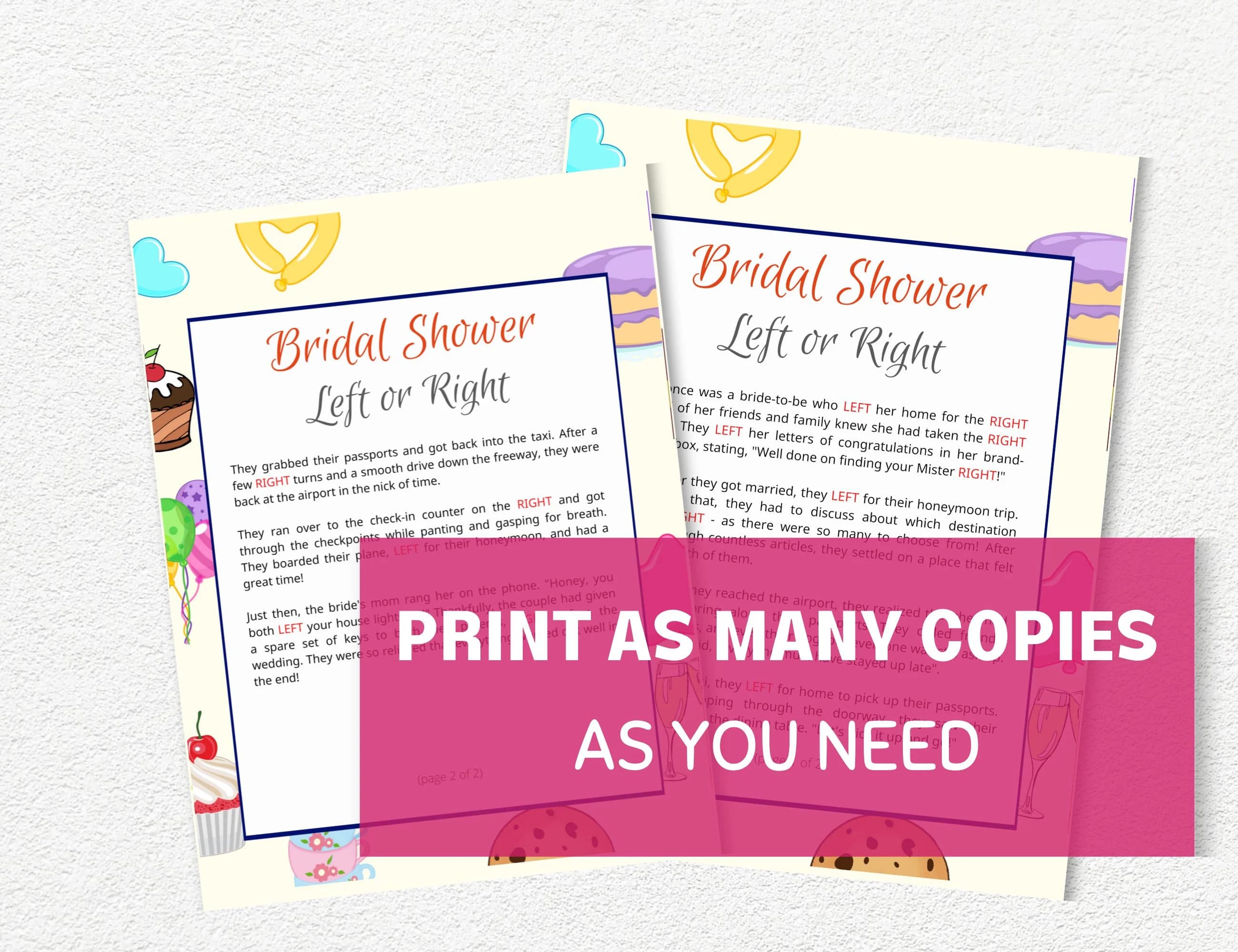 Bridal Shower Left Right Game, Pass the Prize Bridal Shower Game Printable - image 2