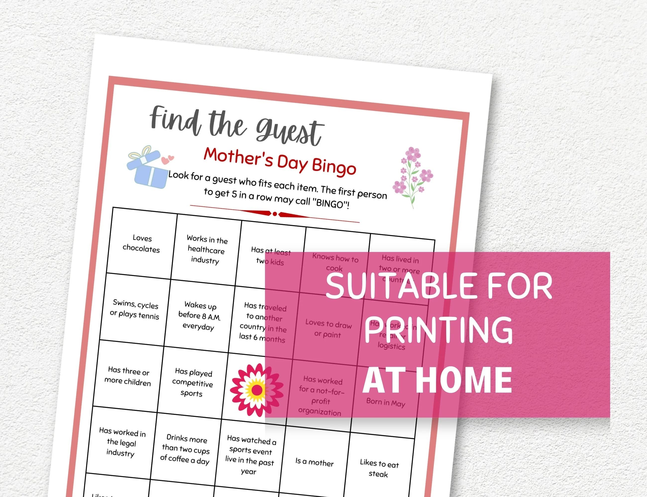 Mother’s Day Bingo Printables, Find the Guest Game in Letter and A4 Sizes - image 5