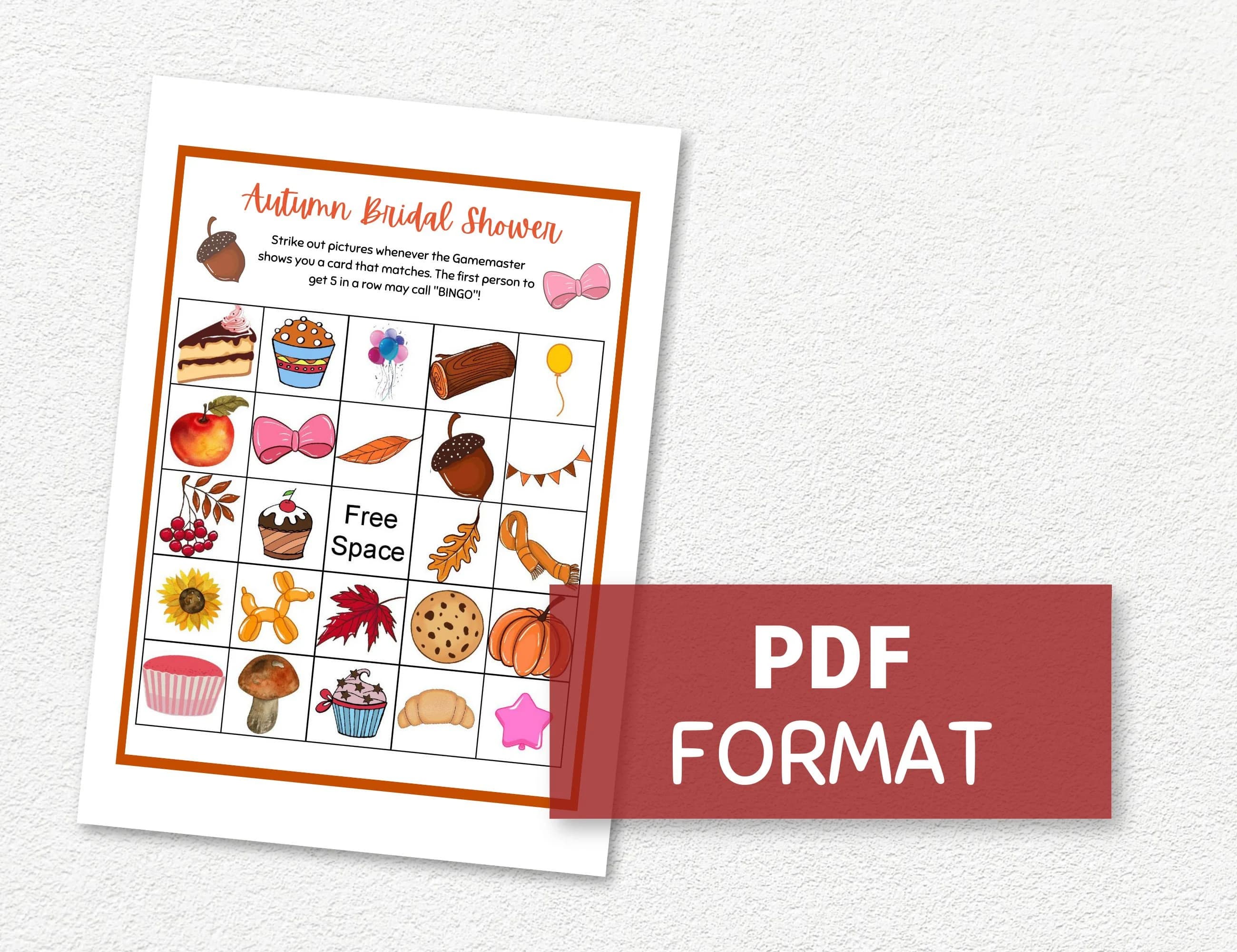Autumn Bridal Shower Games Printable, 25 Cards Fall Bridal Shower Games - image 4