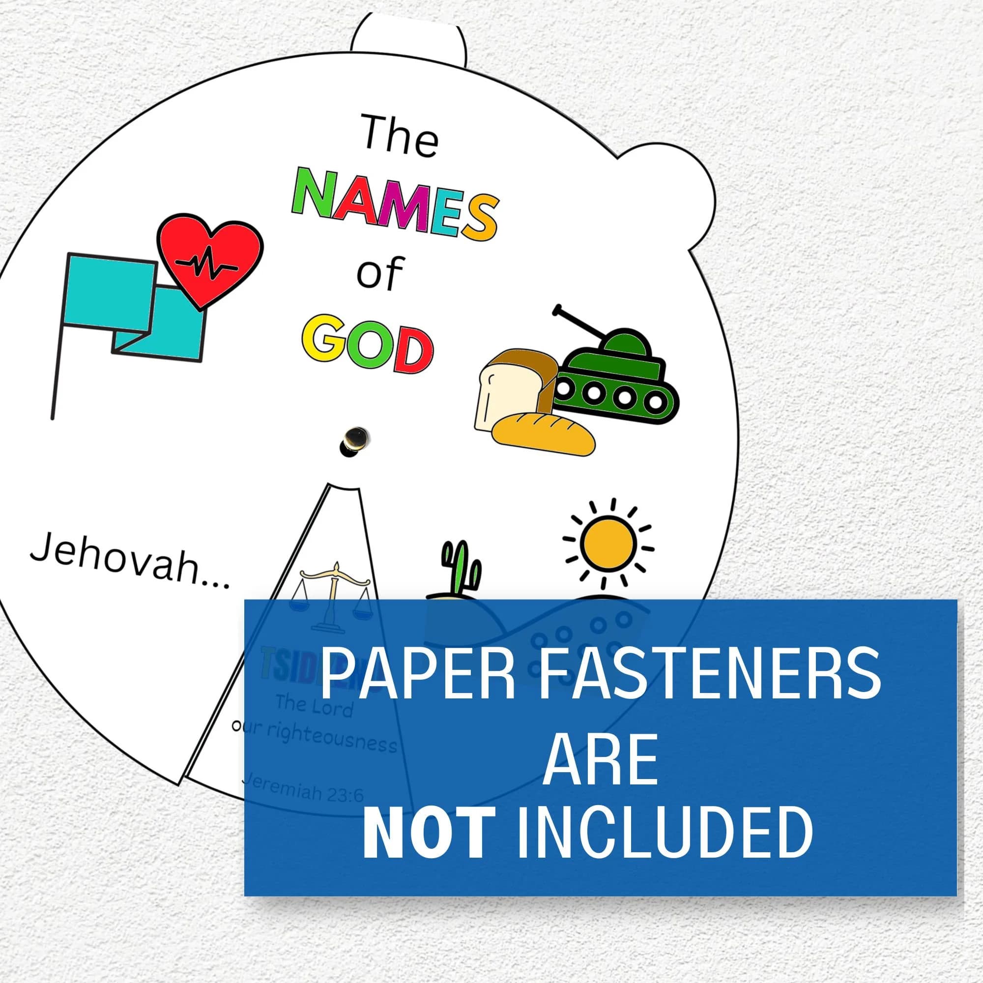 Names of God Coloring Wheel, Sunday School Craft Printable, Kids Bible Lesson, Scripture Activity - image 3