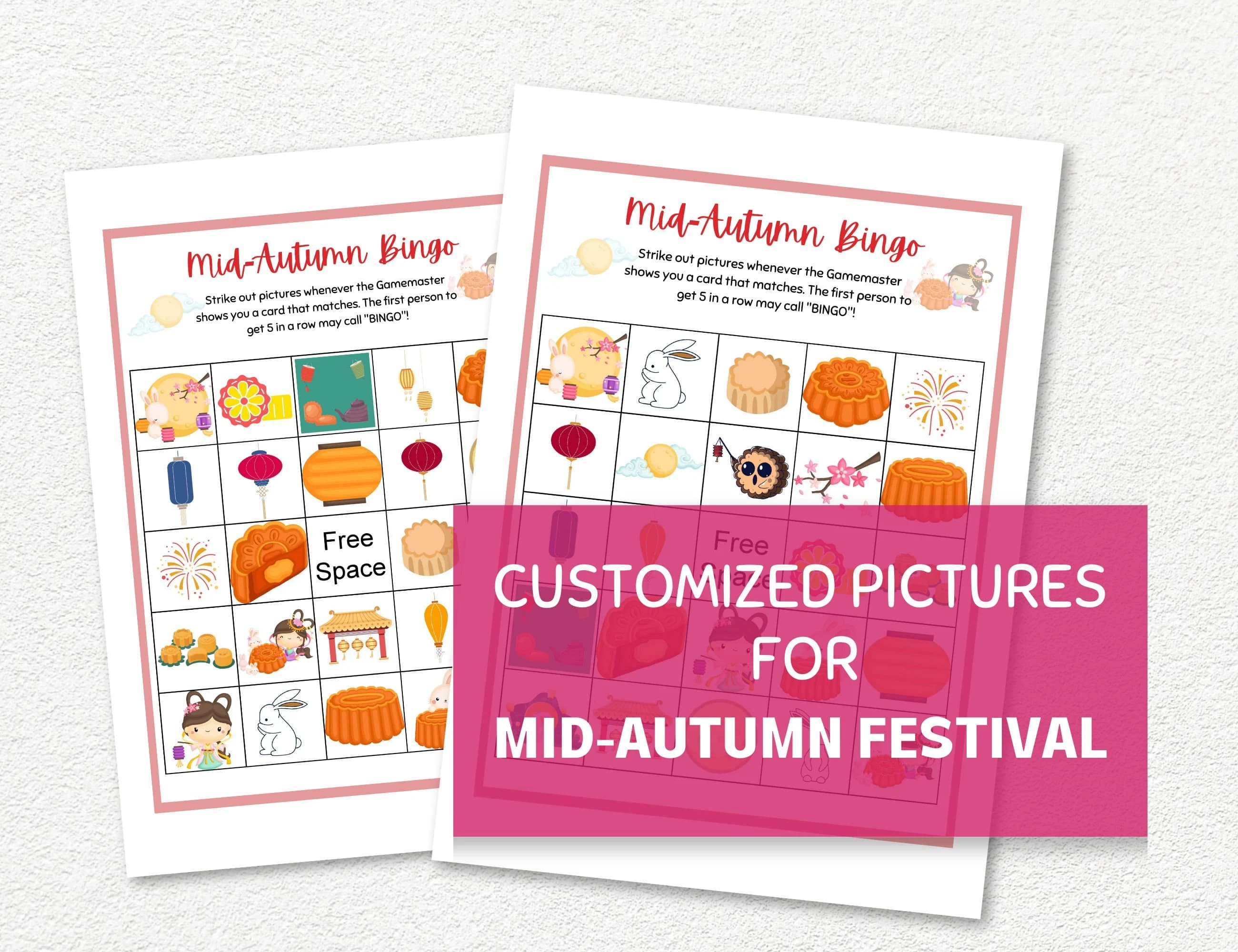 Mid-Autumn Festival Bingo Cards, 25 Cards for Mooncake Festival, Mid Autumn Festival Printable Party Games - image 4