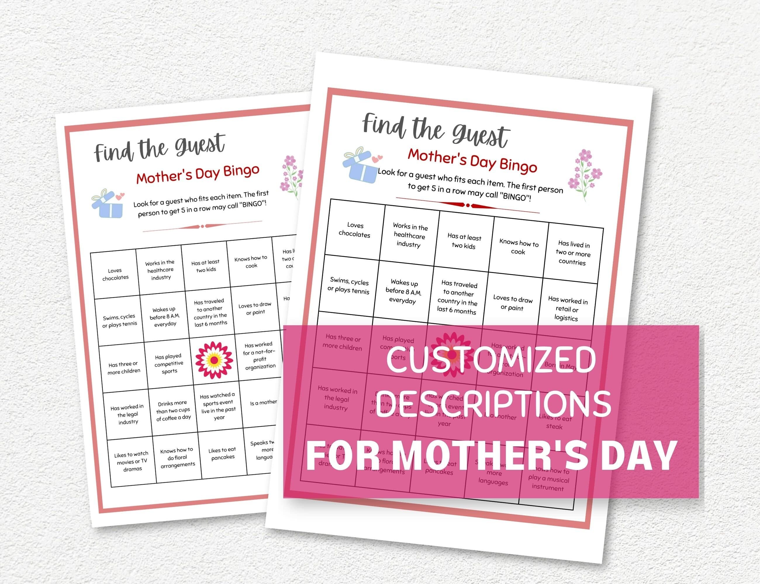 Mother’s Day Bingo Printables, Find the Guest Game in Letter and A4 Sizes - image 4