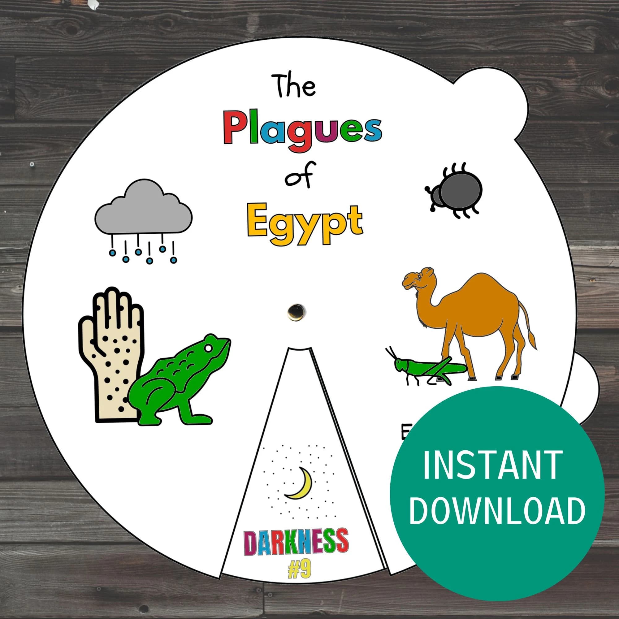 Plagues of Egypt Coloring Wheel, Printable Sunday School Lesson, Crafts for Kids, Children’s Bible Study