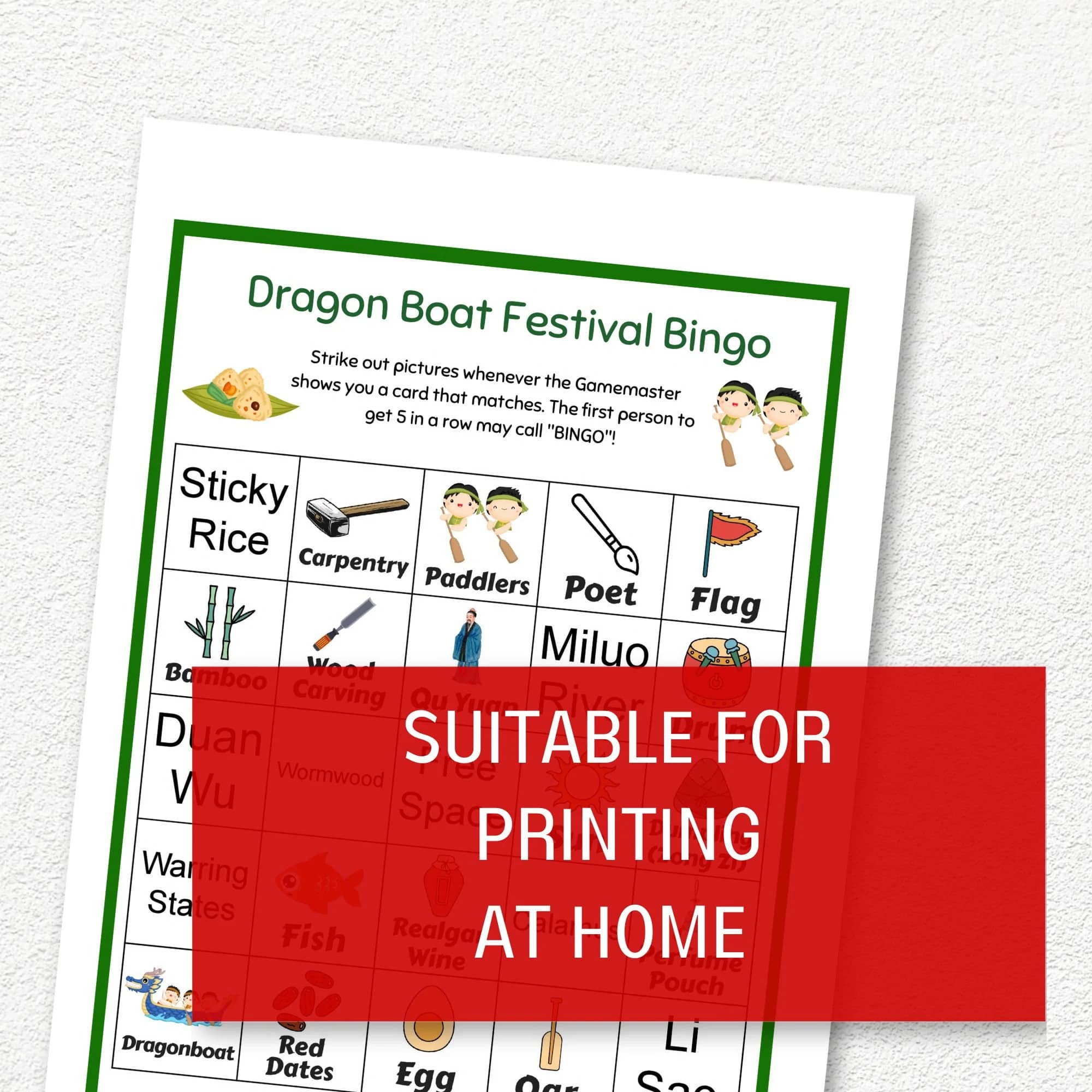 Dragonboat Festival Bingo, 50 Printable Bingo Cards PDF, Duan Wu Jie Game, Chinese Holiday Activity for Kids - image 5