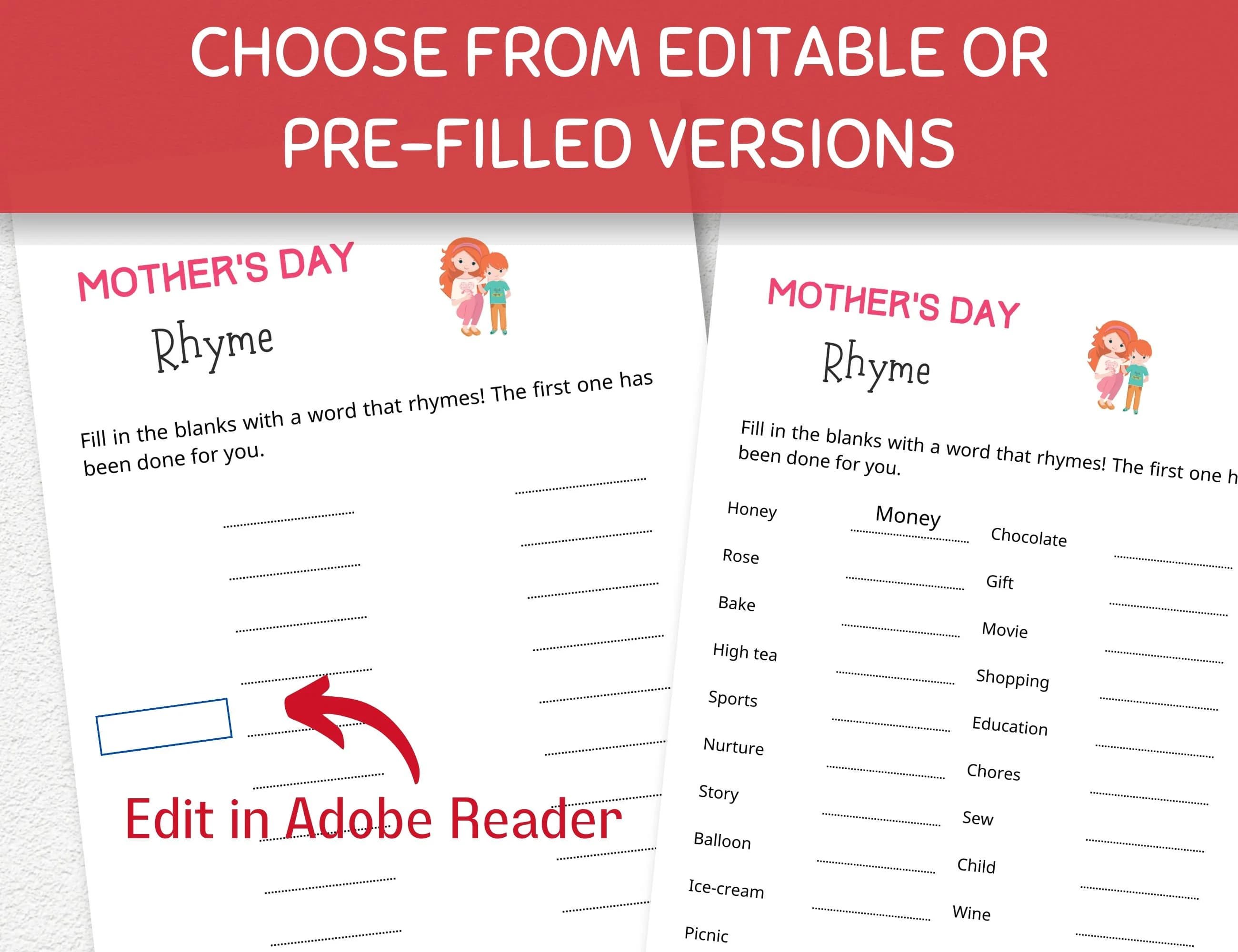 Mother’s Day Game Bundle, 11 Editable Mother’s Day Activities Printable, Mother’s Day Bingo Cards and Party Games - image 3