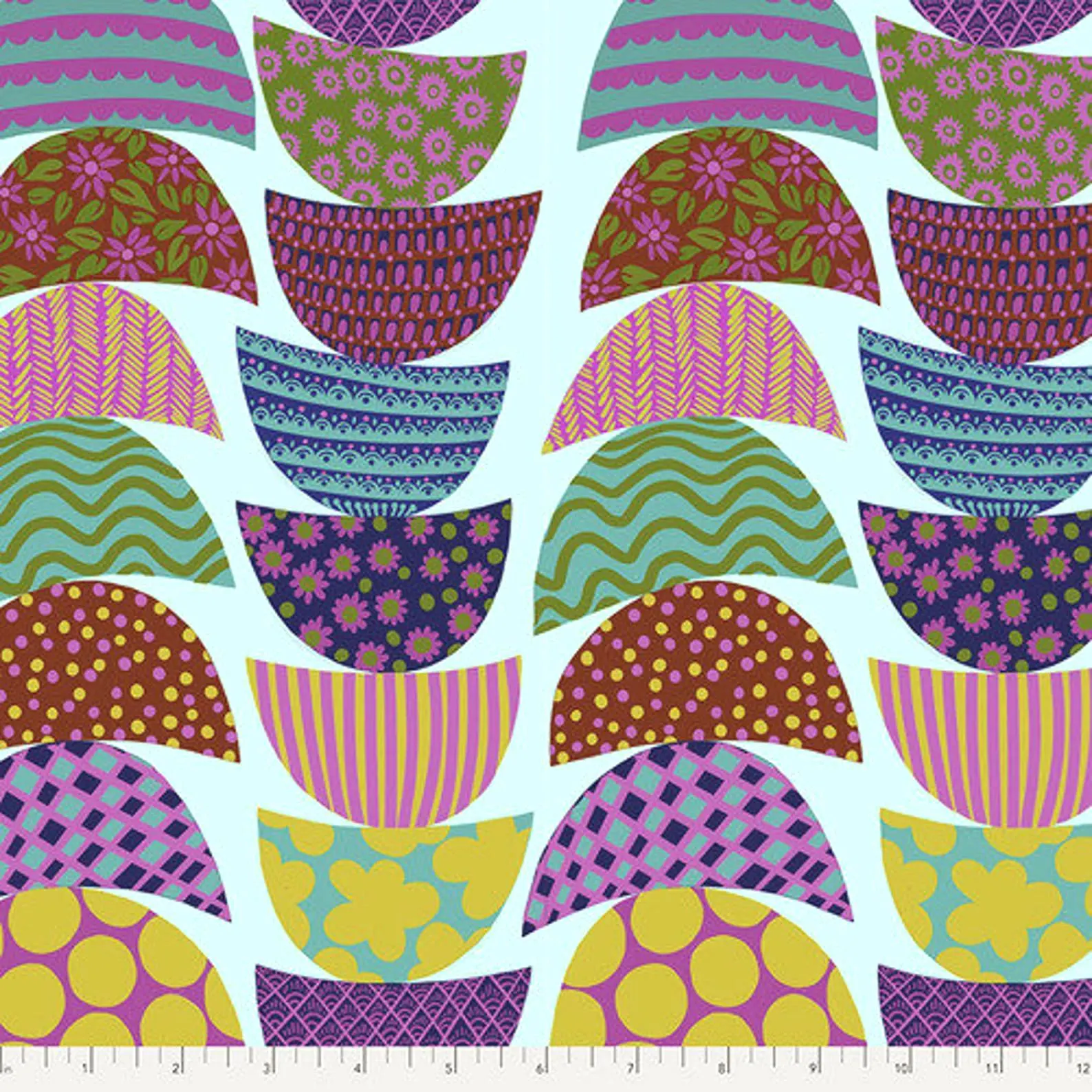 OOP FreeSpirit Anna Maria Horner Bright Eyes Stacked Breakfast Blue Quarter Yard Fabric Remnant PWAH160