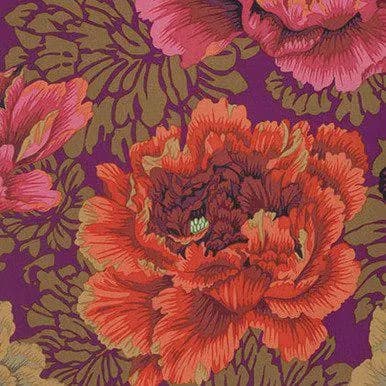 OOP Rowan Kaffe Fassett Philip Jacobs Brocade Peony Autumn Red Floral Cotton Half Yard Remnant PWPJ062