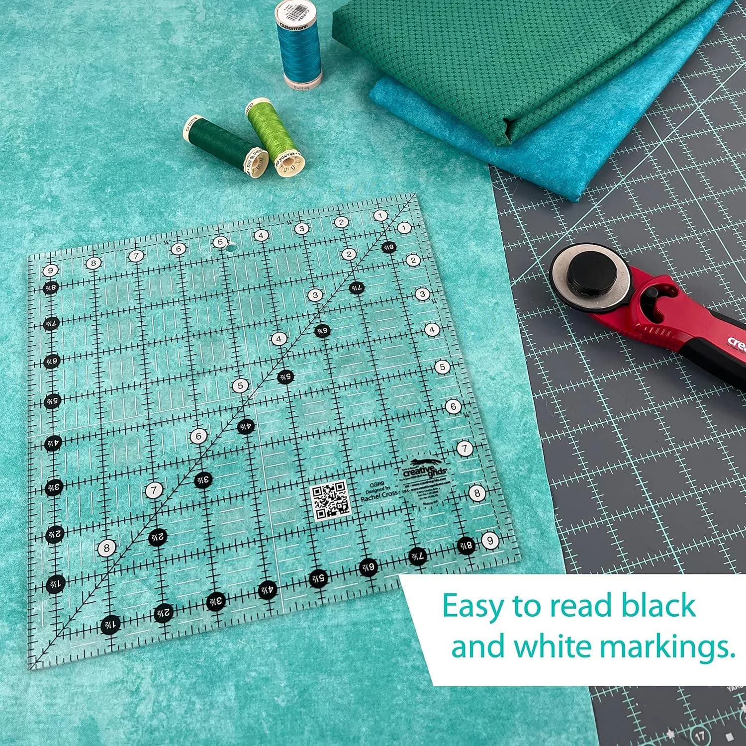 Creative Grids 9.5 Inch Square Acrylic Non-Slip Ruler CGR9 - image 3