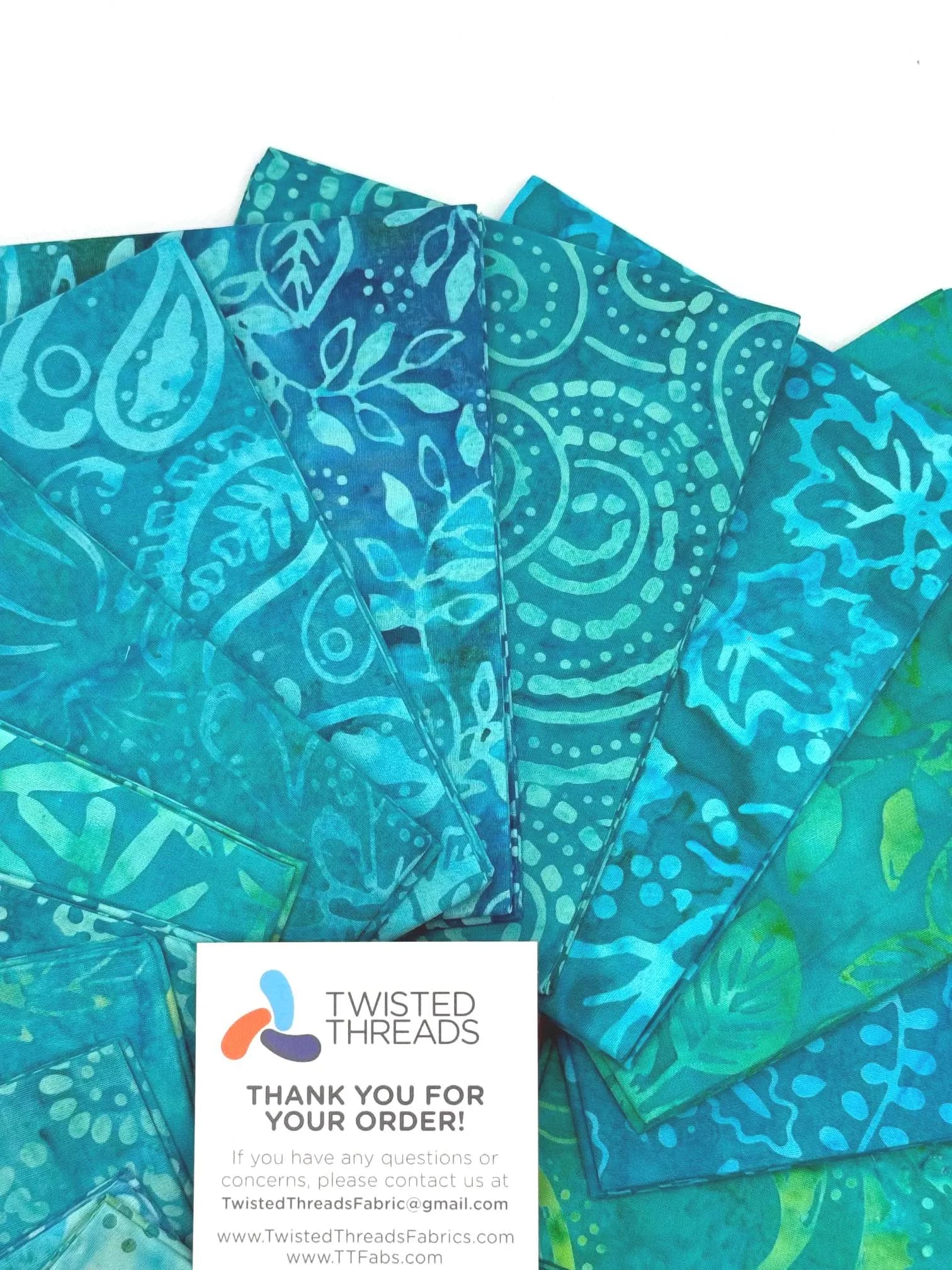 Java Batiks TURQUOISE 3 Cotton Batik Fabric 20 Fat Quarter Bundle -TUQ3V4 - image 3