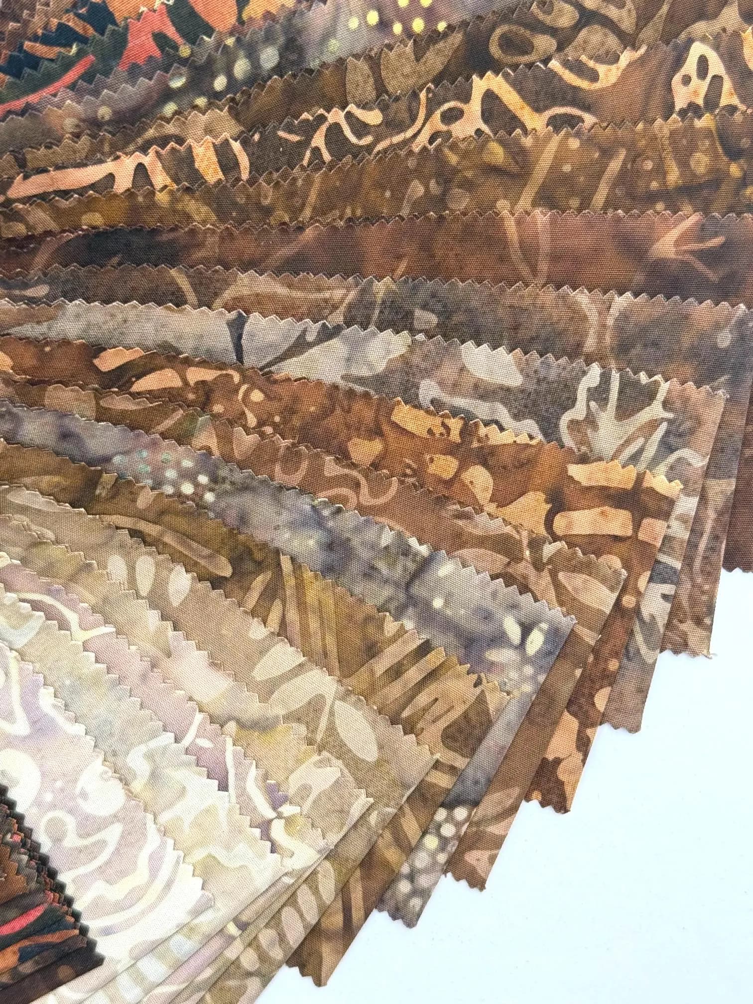 Java Batiks Coffee Brown Tan Batik Jelly Roll 40 2.5 Inch Fabric Strips -COF2 - image 4