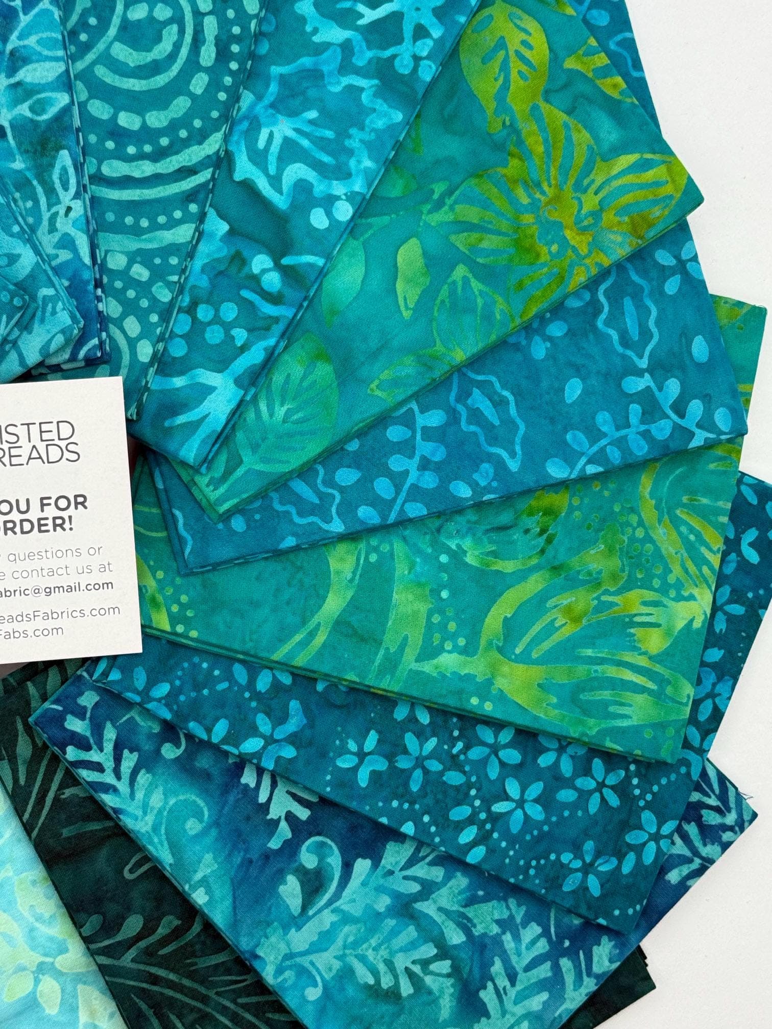 Java Batiks TURQUOISE 3 Cotton Batik Fabric 20 Fat Quarter Bundle -TUQ3V4 - image 4