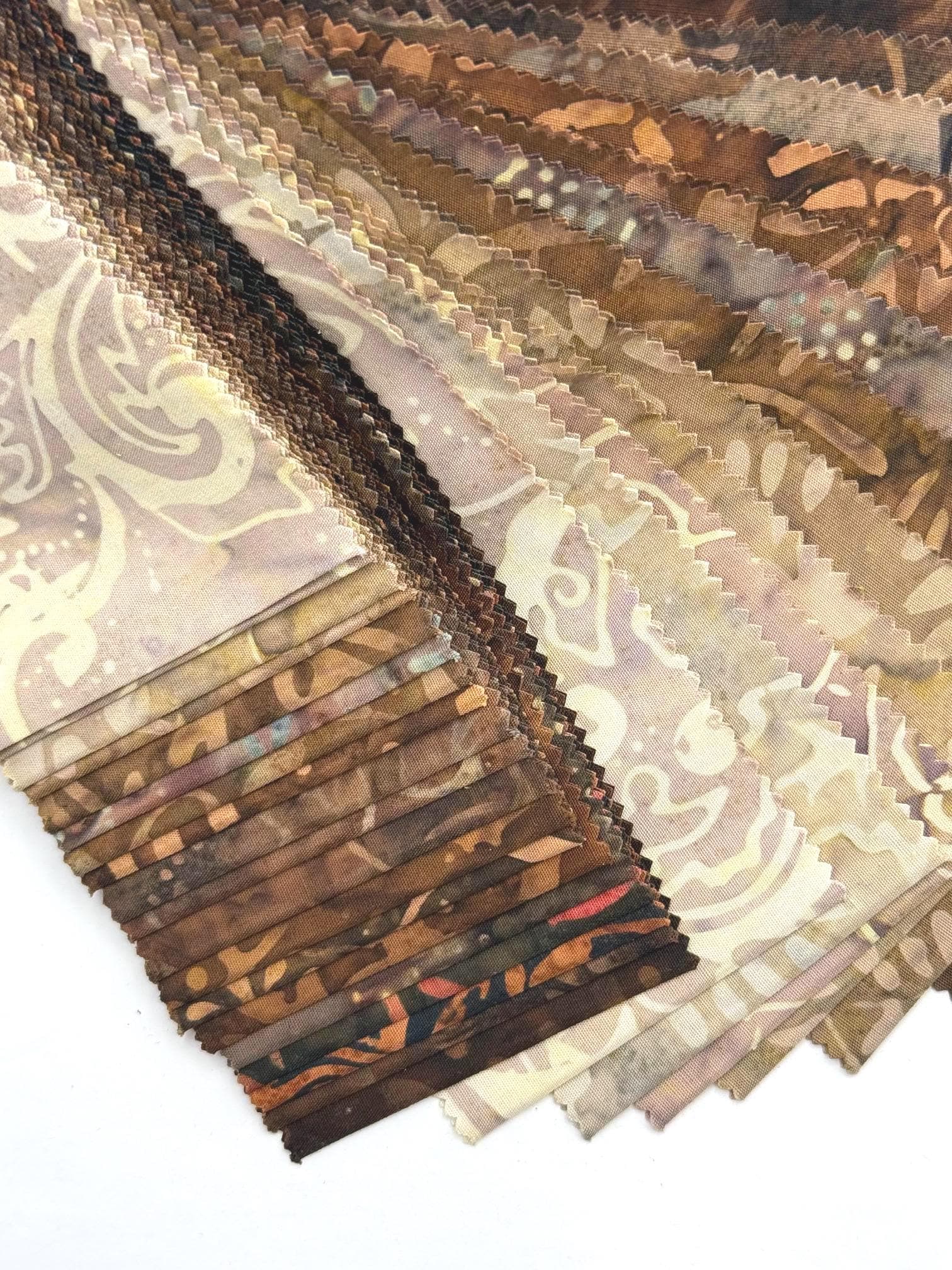 Java Batiks Coffee Brown Tan Batik Jelly Roll 40 2.5 Inch Fabric Strips -COF2 - image 5