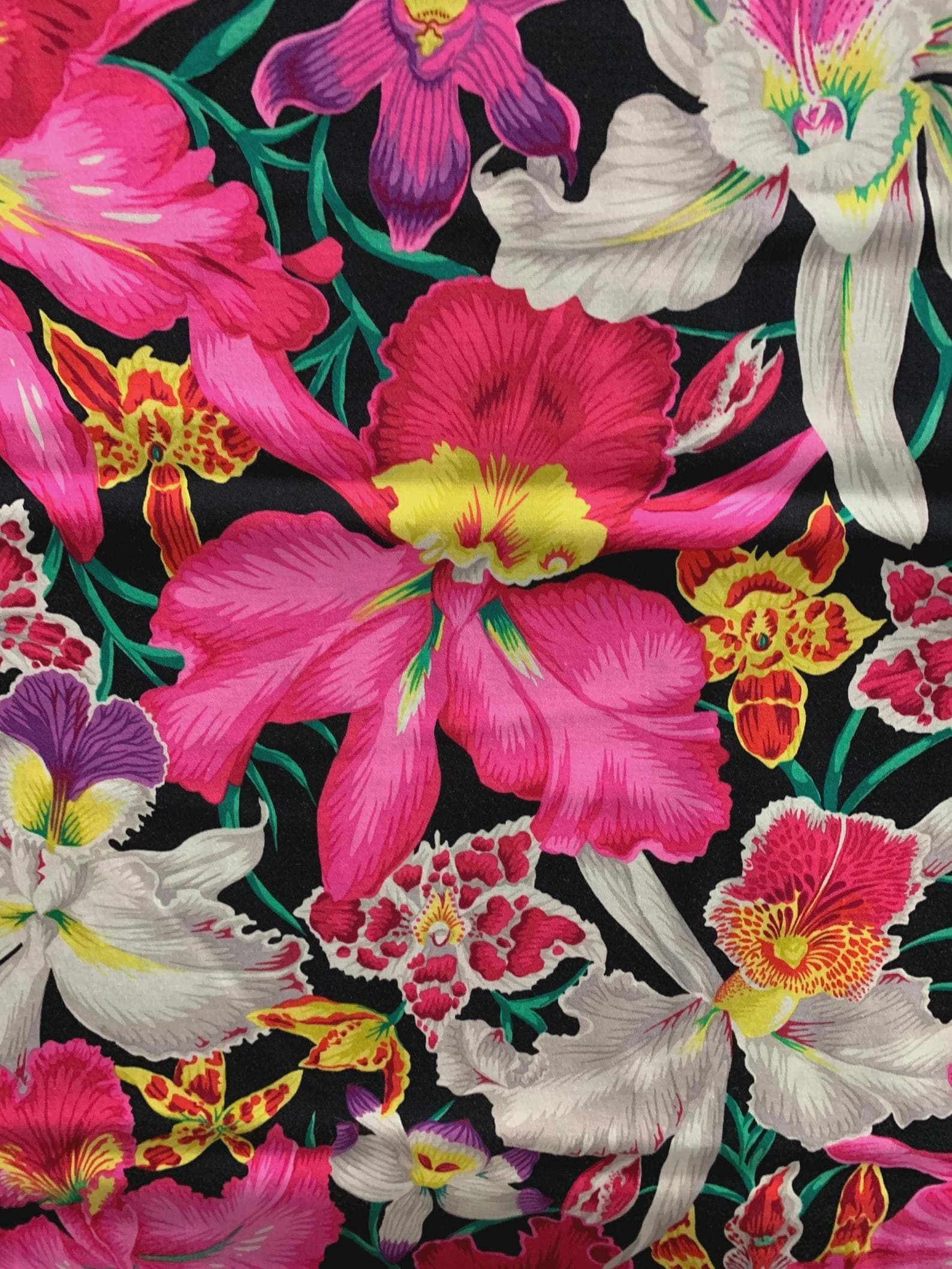 OOP FreeSpirit Kaffe Fassett Collective Philip Jacobs Orchids Pink Black Half Yard Remnant PWPJ092 - image 3