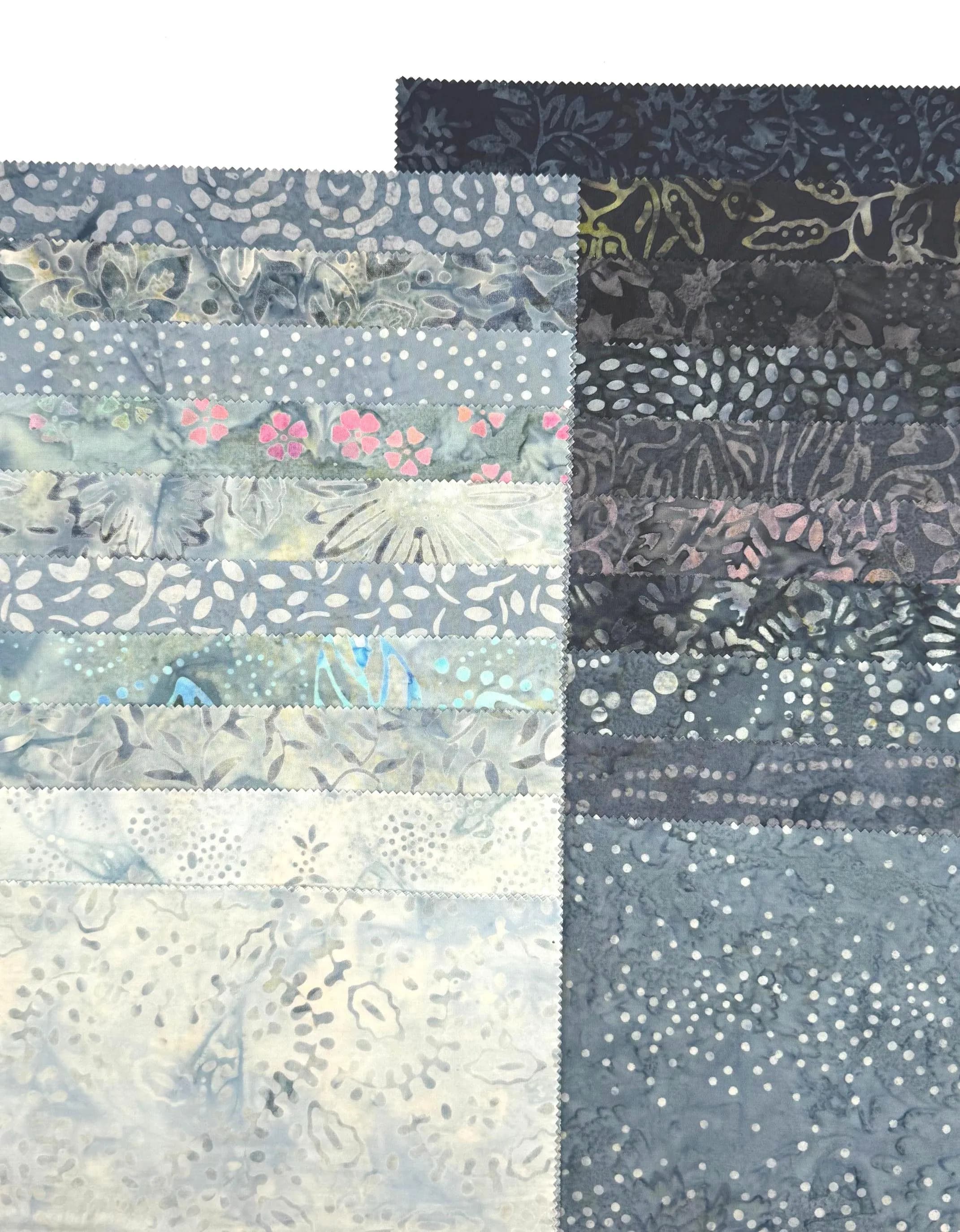 Java Batiks Stone 3  Grey Black Batik Layer Cake 10 x 10 Inch Fabric Squares STO3