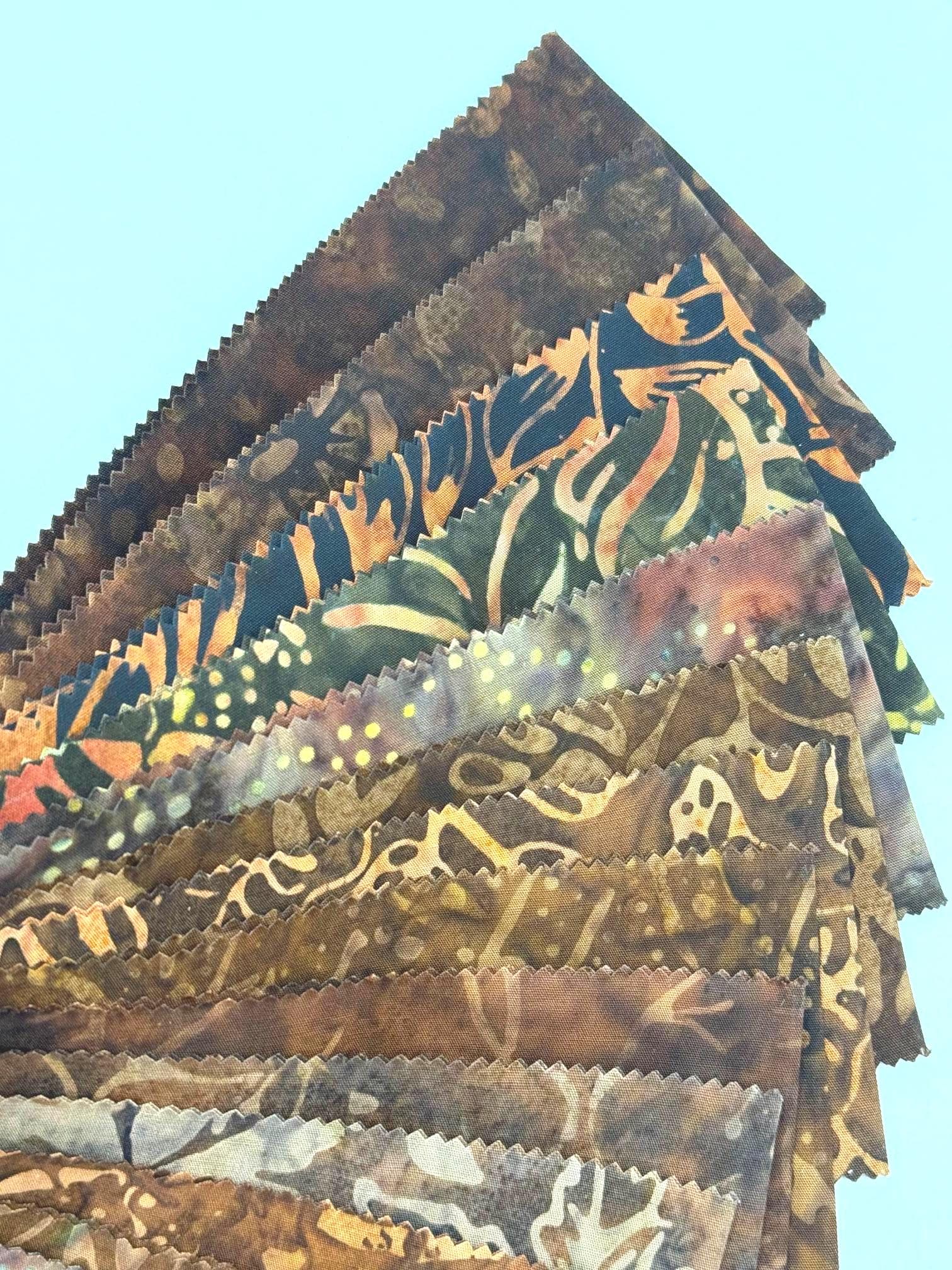 Java Batiks Coffee Brown Tan Batik Jelly Roll 40 2.5 Inch Fabric Strips -COF2 - image 3