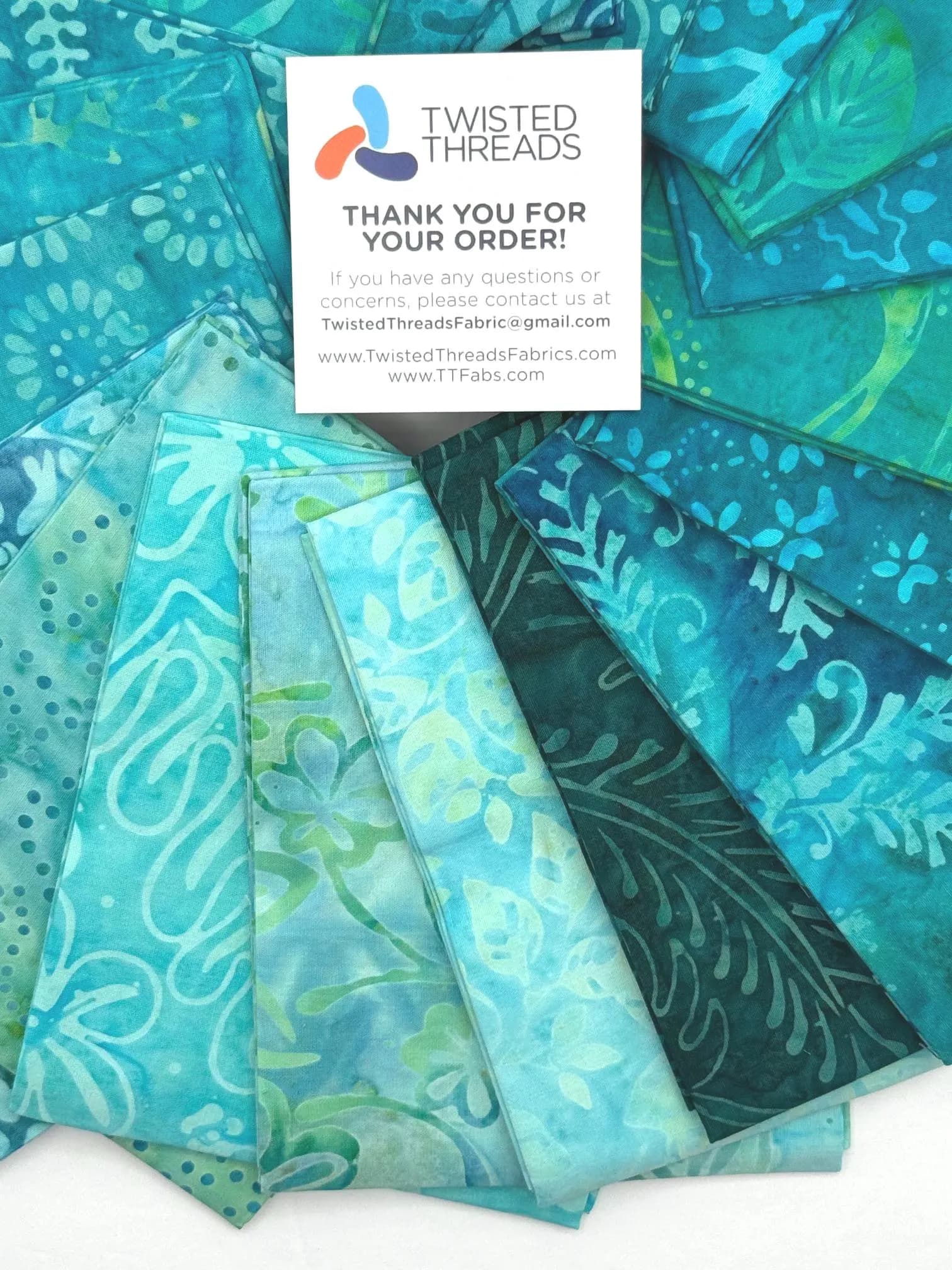 Java Batiks TURQUOISE 3 Cotton Batik Fabric 20 Fat Quarter Bundle -TUQ3V4 - image 5