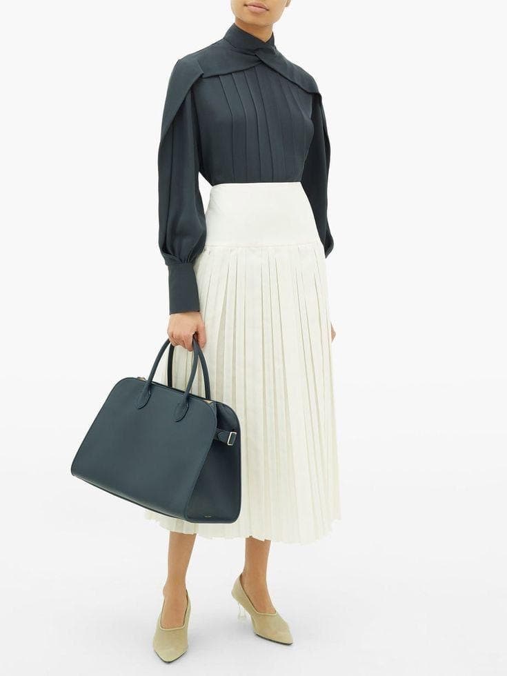 Twisted neck pleated blouse  | modest top |Business style blouse| Tzinut clothing | Minimalist design | Custom made - image 3