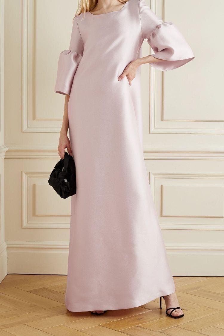 Straight  silhouette  gown  | Modest Satin Dress for Special Occasions | Modest fashion | custom made available | Midi satin modest dress - image 4