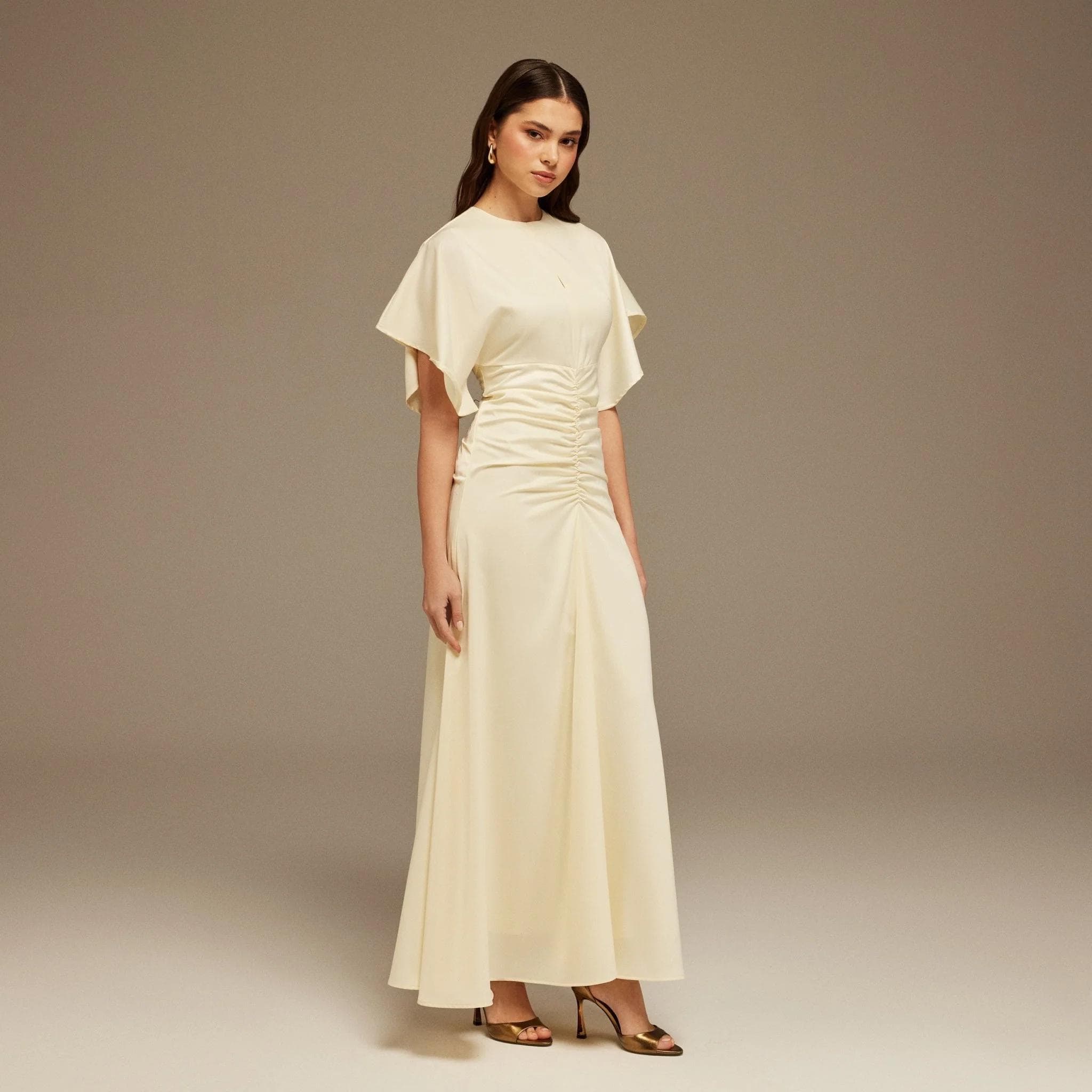 Satin Maxi Dress with Ruched Details | Tzinut Fashion | Modest Gown | Shabbat outfits | Custom made available | More colours available - image 3
