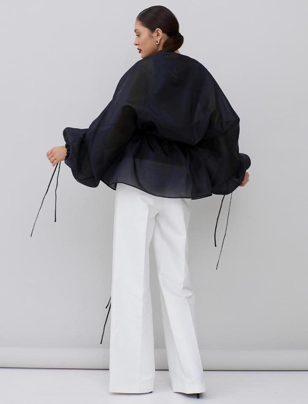 Matte Organza blouse black | Can be lined  | modest top |Business style blouse| Tzinut clothing | Minimalist design | Custom made - image 5