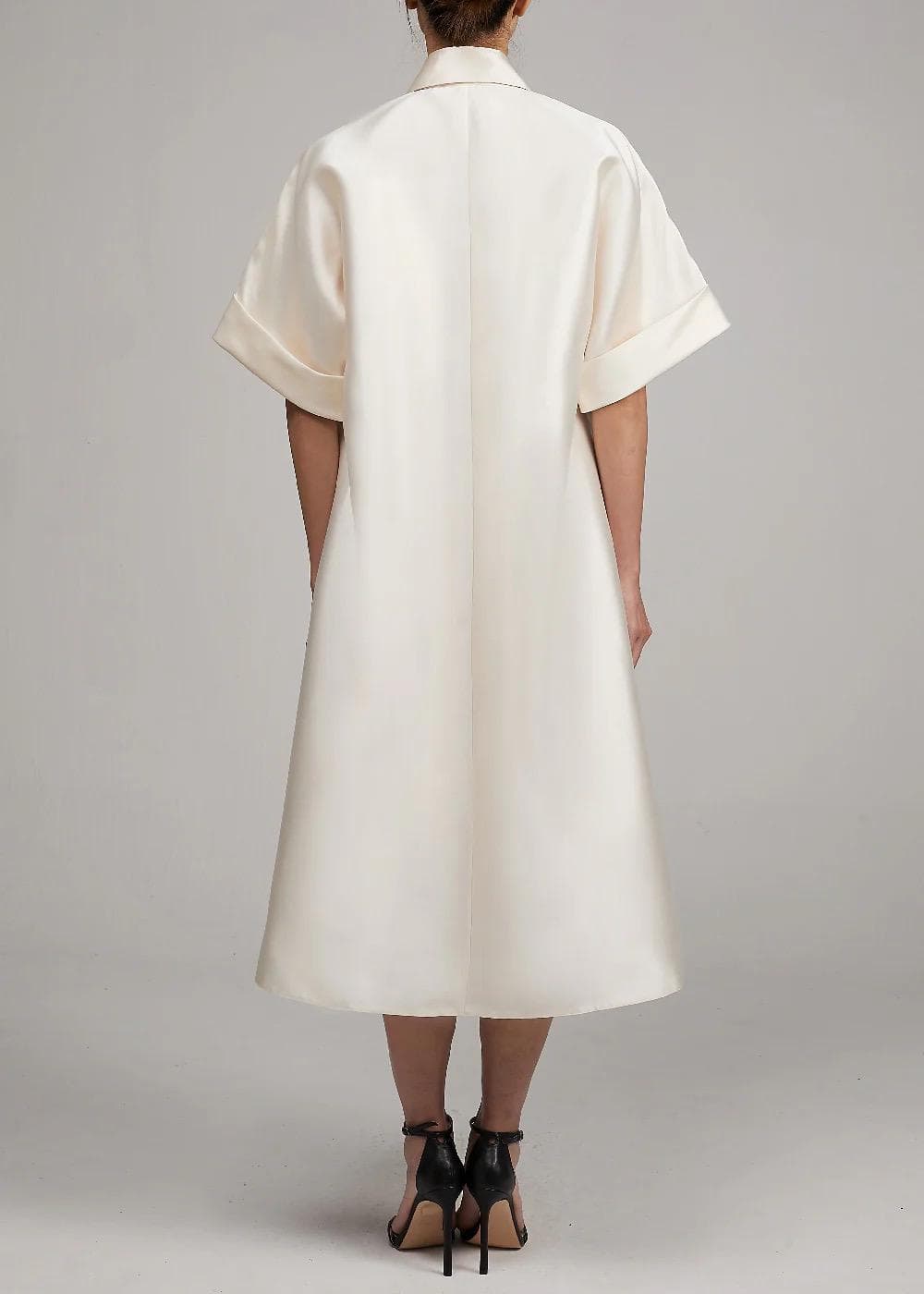 A-line silhouette off white taffeta dress  | Modest Satin Dress for Special Occasions | Modest fashion | custom made available | - image 4