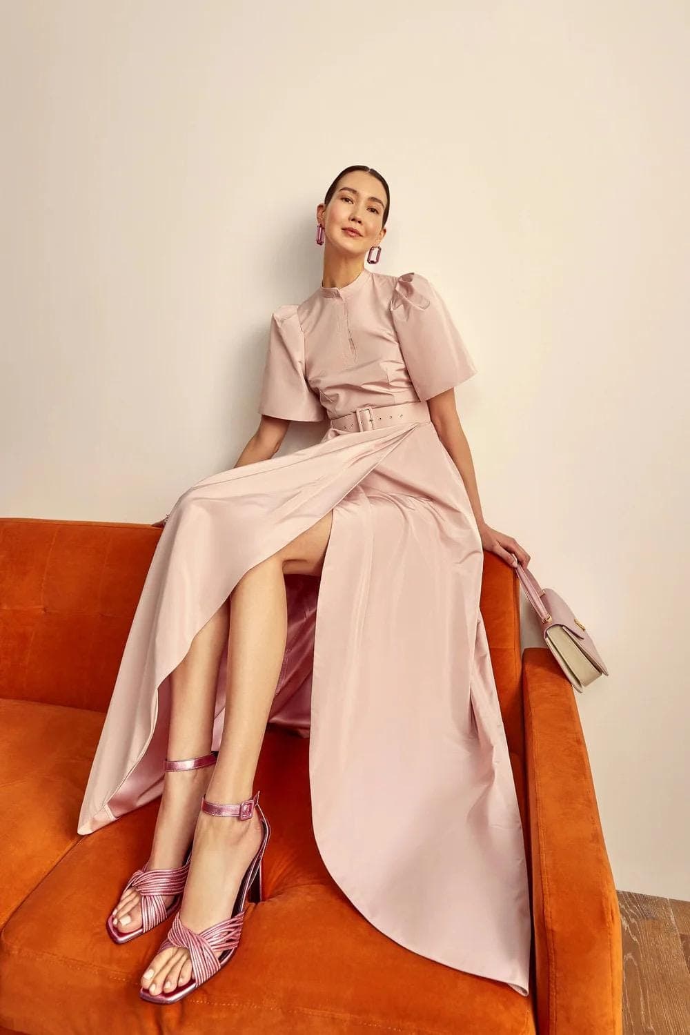Taffeta  blush  pink dress | Modest Satin Dress for Special Occasions | Modest fashion | custom made available | Midi satin modest dress - image 3