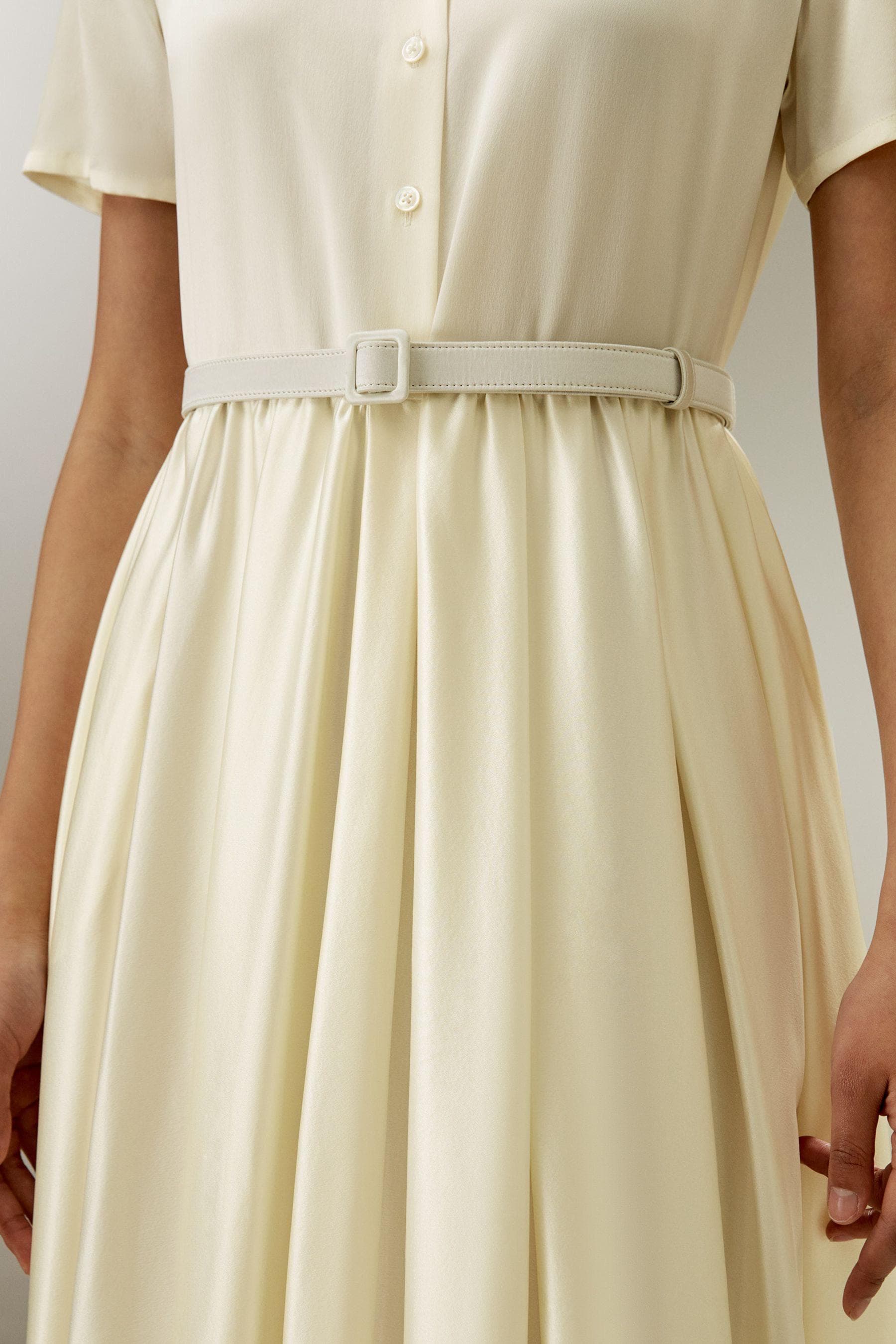 Elegant Ivory Satin Dress |  Modest Satin Dress for Special Occasions |  Modest fashion  custom made available |  Midi satin modest dress - image 4
