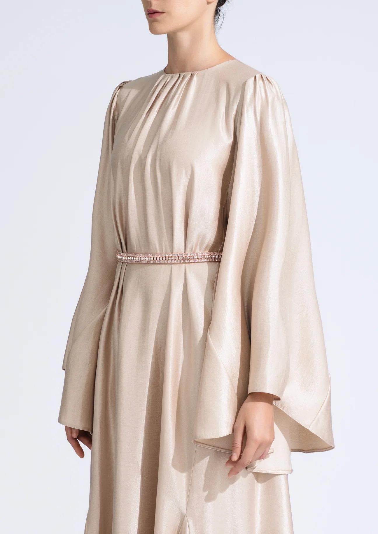 Crepe  Satin A-line Gown | Modest Fashion | Tzinut outfits | Shabbat dress | Taffeta clothing | Customisable - image 2