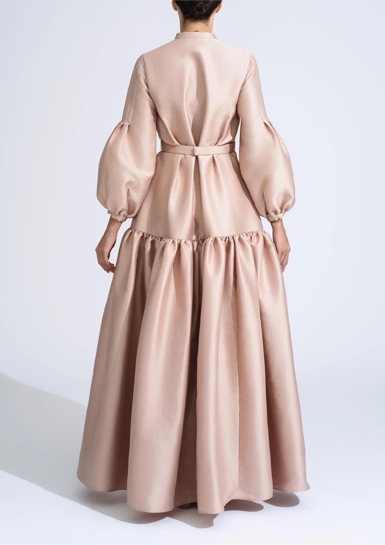Powder pink puffy sleeves tier dress   | Modest Fashion | Tzinut outfits | Shabbat dress | Taffeta clothing | Customisable - image 3