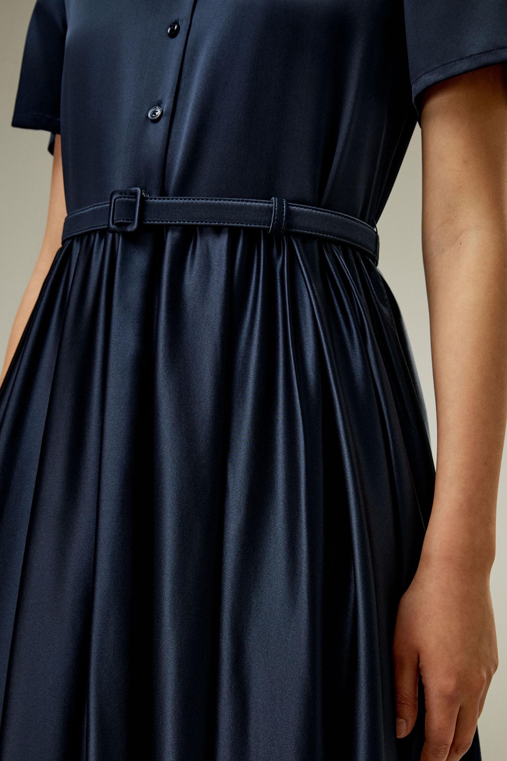 Elegant Navy Satin Dress | Modest Satin Dress for Special Occasions |  Modest fashion |  custom made available  | Midi satin modest dress - image 5
