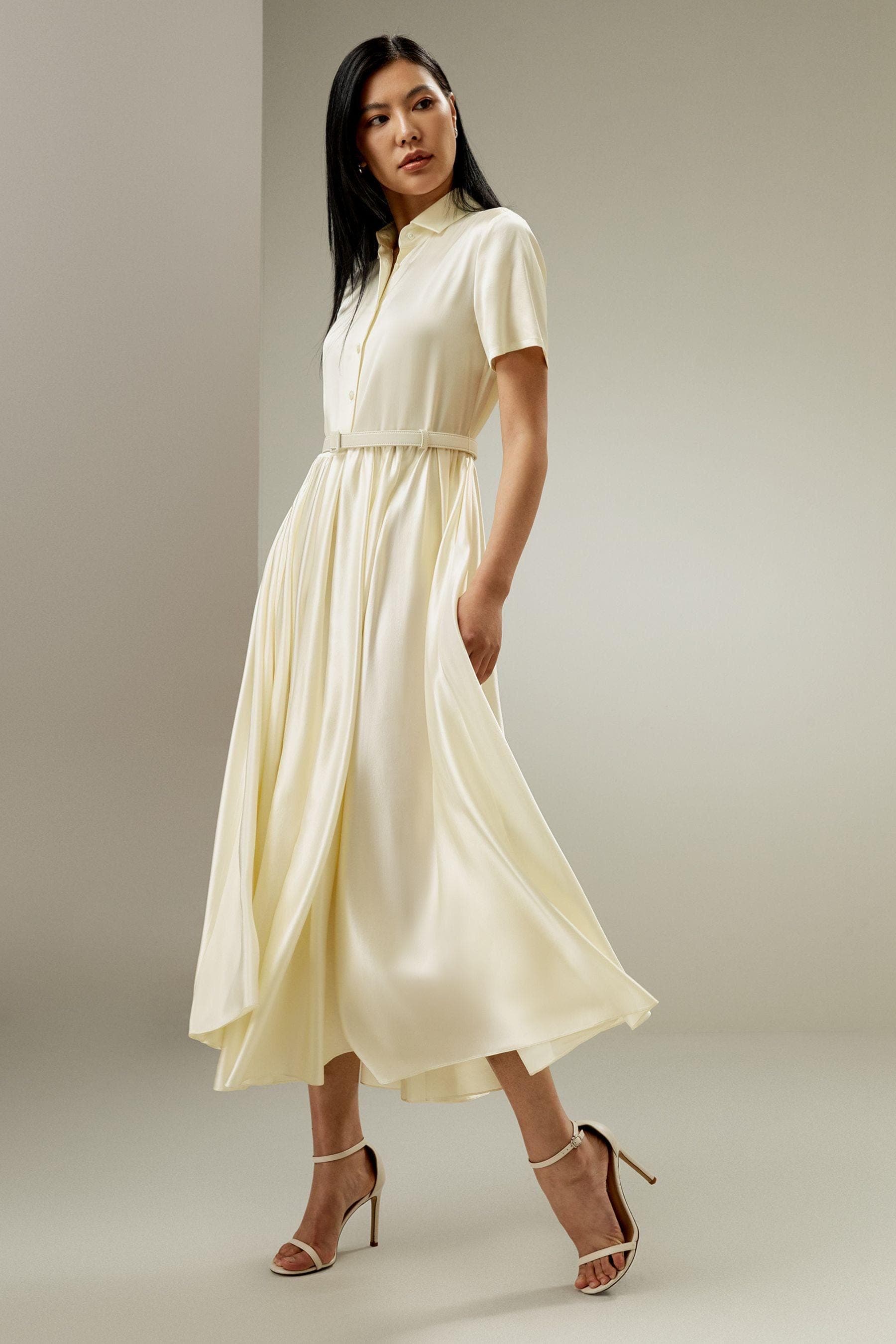 Elegant Ivory Satin Dress |  Modest Satin Dress for Special Occasions |  Modest fashion  custom made available |  Midi satin modest dress - image 5