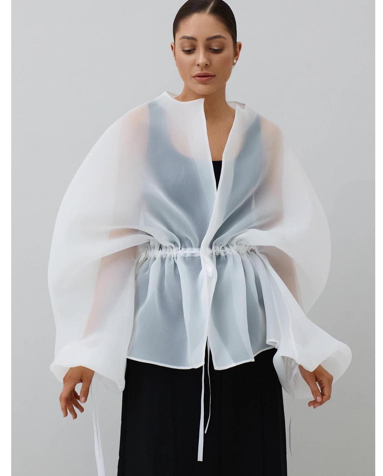 Matte Organza blouse | Can be lined  | modest top |Business style blouse| Tzinut clothing | Minimalist design | Custom made
