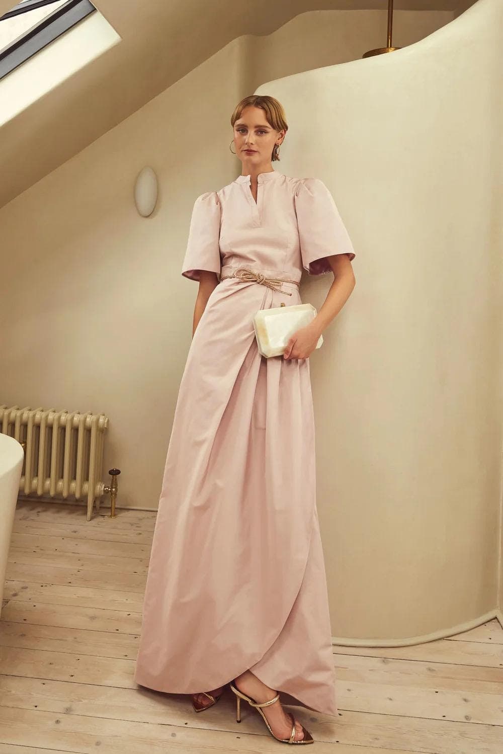 Taffeta  blush  pink dress | Modest Satin Dress for Special Occasions | Modest fashion | custom made available | Midi satin modest dress