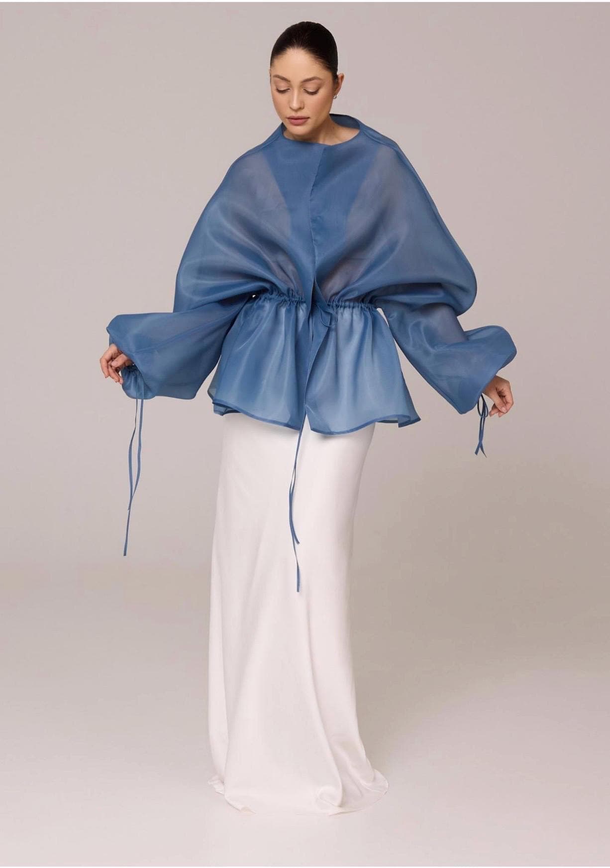 Organza blouse | Can be lined  | modest top |Business style blouse| Tzinut clothing | Minimalist design | Custom made - image 3